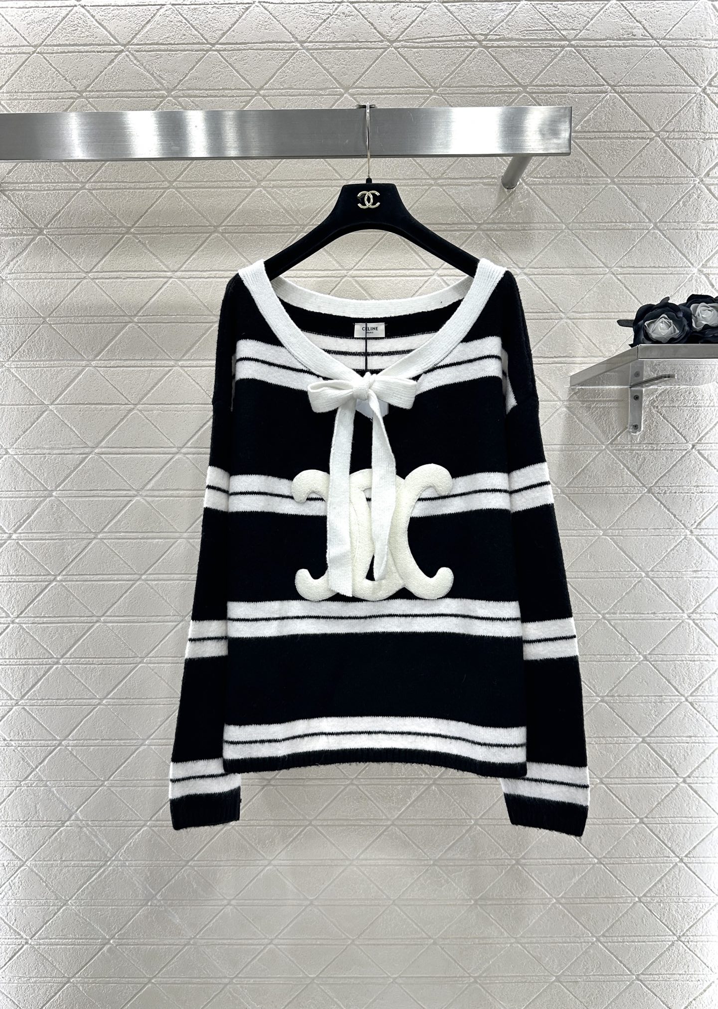 ♥Celin*♥2025新品上架 条纹针织上衣短裤套装定制YB羊毛纱线织造，穿搭舒适，柔软细腻，针织廓形