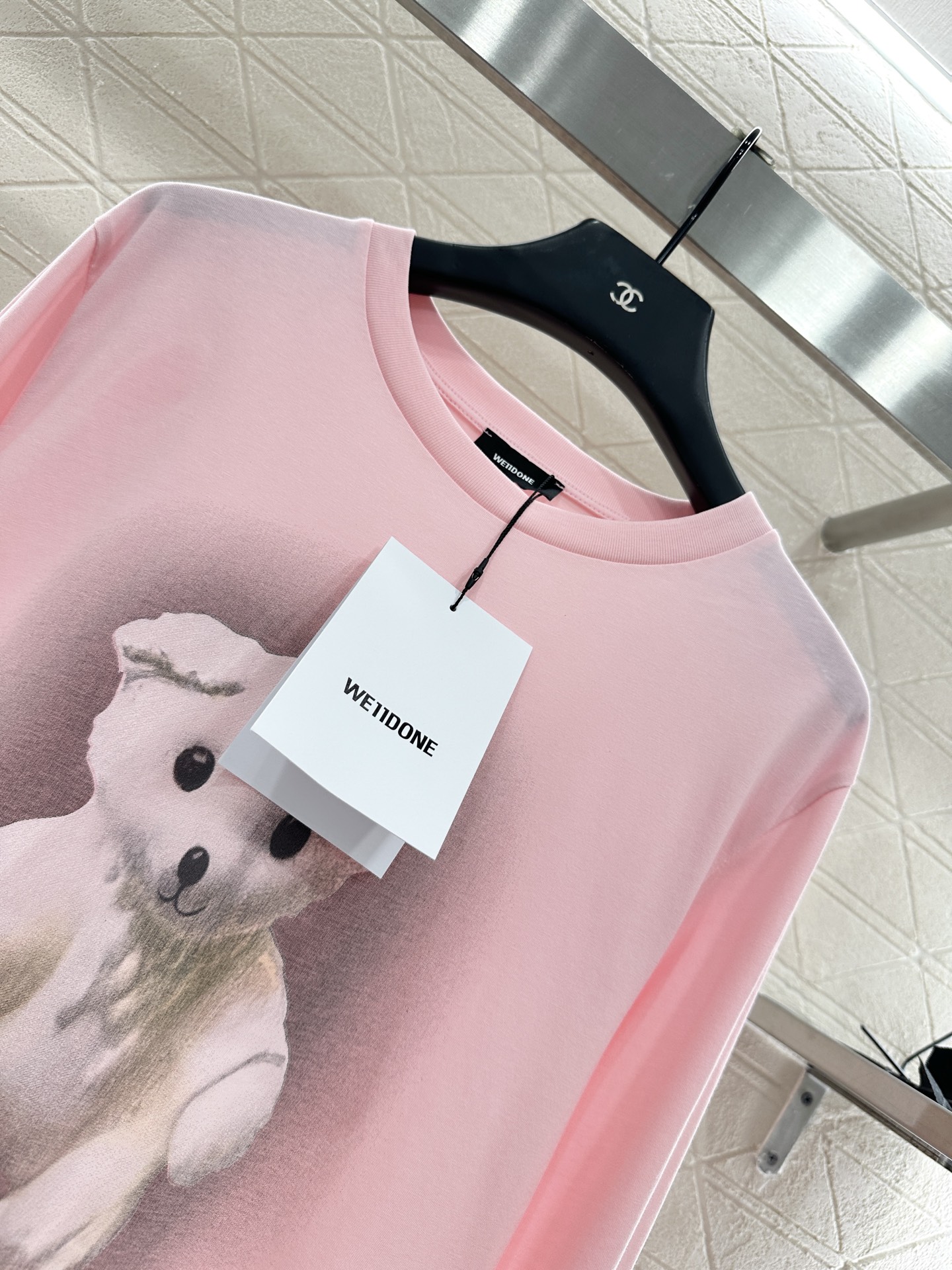 ♥We11don*♥2025新品上架 圆领小熊印花长袖上衣定制YB斜纹全棉材质，质感细腻，穿搭舒适弹力，