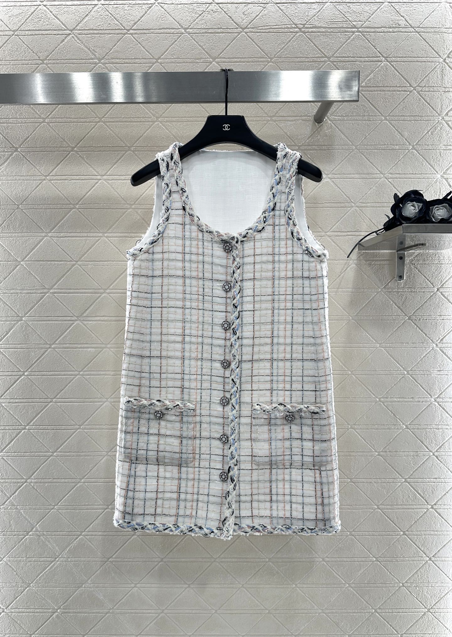 ♥Chane*♥2025新品上架 编织洋装捆边马甲裙定制YB进口粗纺羊毛呢材质，肌理明显，毛料肉眼可见，