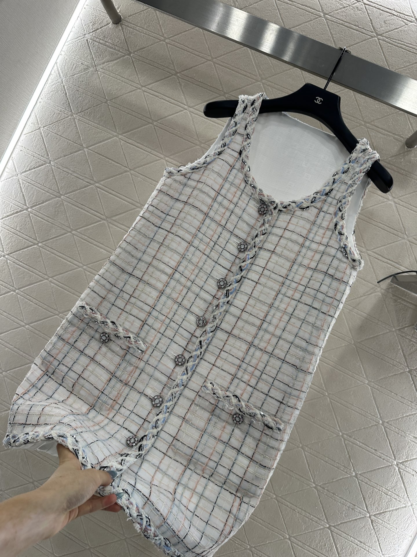 ♥Chane*♥2025新品上架 编织洋装捆边马甲裙定制YB进口粗纺羊毛呢材质，肌理明显，毛料肉眼可见，