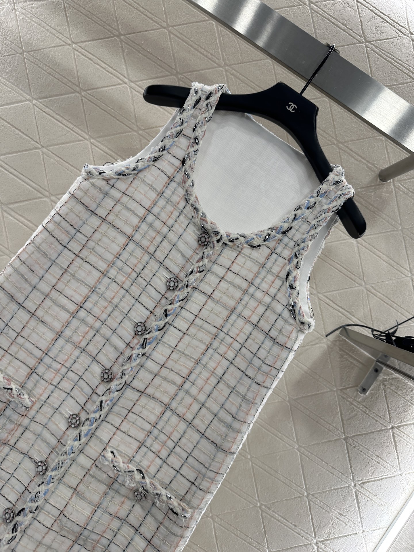 ♥Chane*♥2025新品上架 编织洋装捆边马甲裙定制YB进口粗纺羊毛呢材质，肌理明显，毛料肉眼可见，