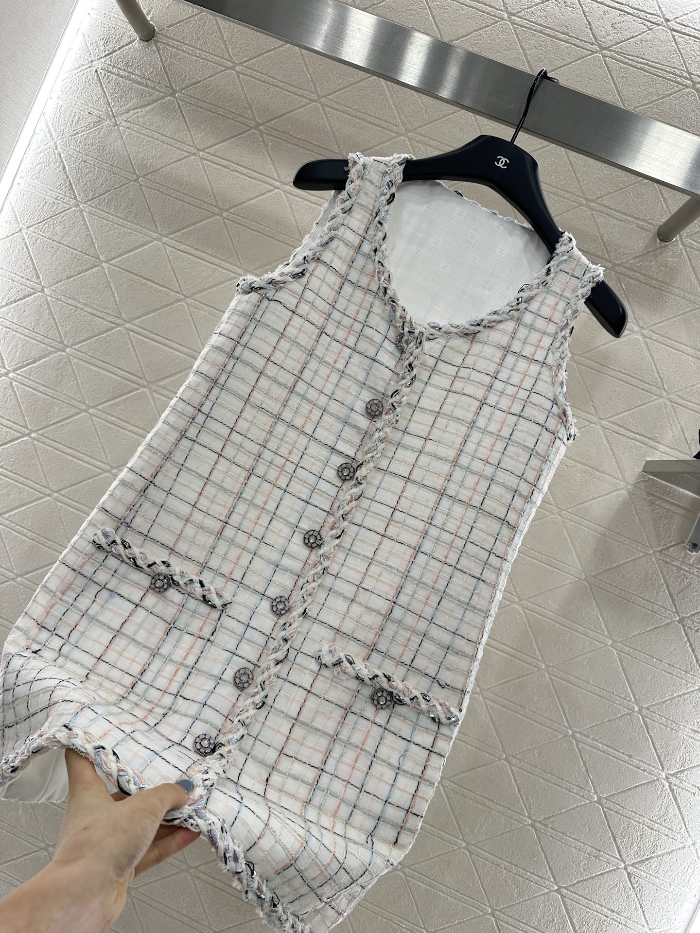 ♥Chane*♥2025新品上架 编织洋装捆边马甲裙定制YB进口粗纺羊毛呢材质，肌理明显，毛料肉眼可见，