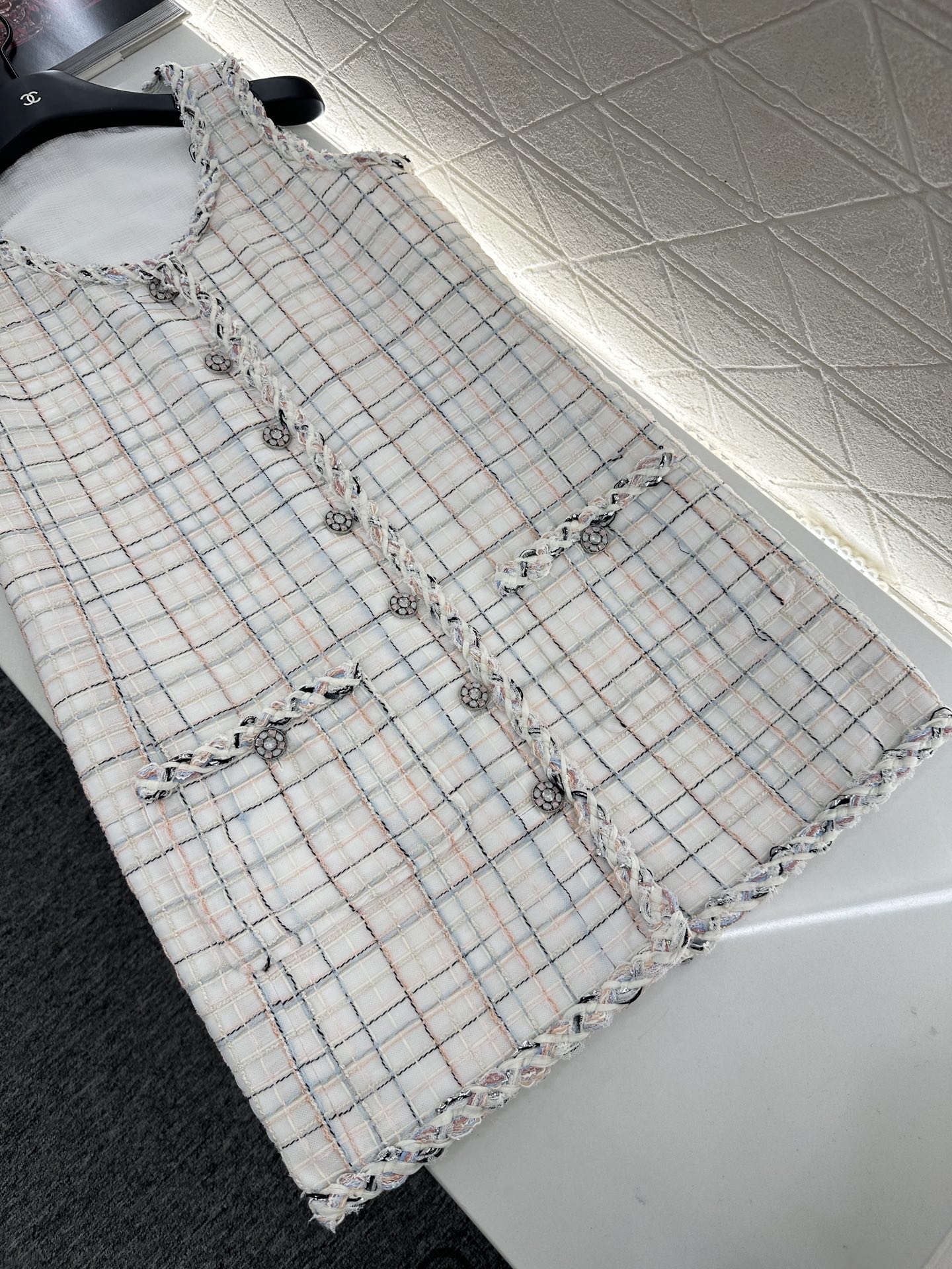 ♥Chane*♥2025新品上架 编织洋装捆边马甲裙定制YB进口粗纺羊毛呢材质，肌理明显，毛料肉眼可见，