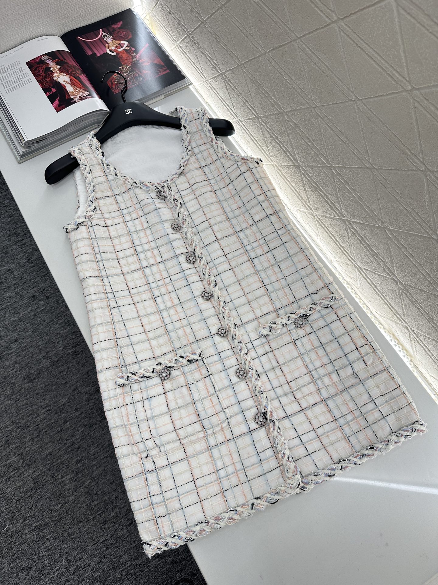 ♥Chane*♥2025新品上架 编织洋装捆边马甲裙定制YB进口粗纺羊毛呢材质，肌理明显，毛料肉眼可见，