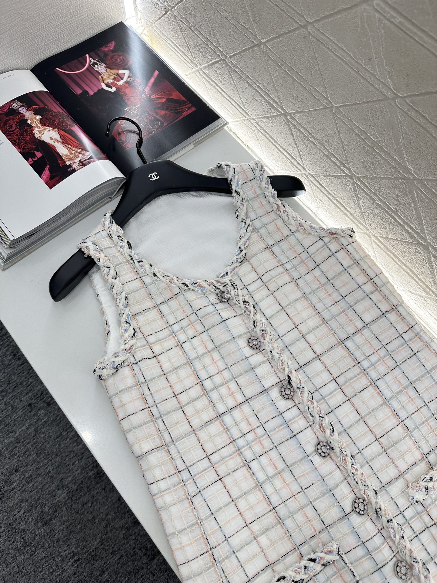 ♥Chane*♥2025新品上架 编织洋装捆边马甲裙定制YB进口粗纺羊毛呢材质，肌理明显，毛料肉眼可见，