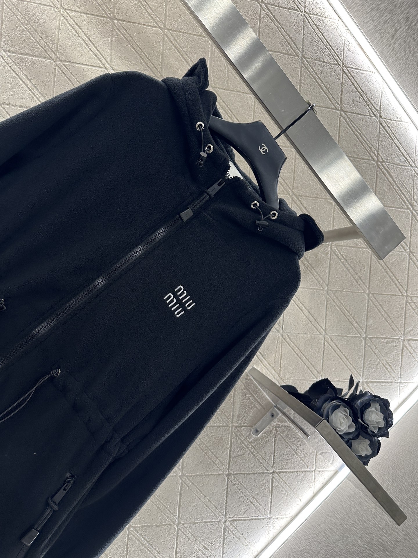 ♥Miumi*♥2025新品上架 泰迪毛绒连帽中长款外套定制YB进口摇粒绒材质，毛绒肌理，舒适保暖，连帽