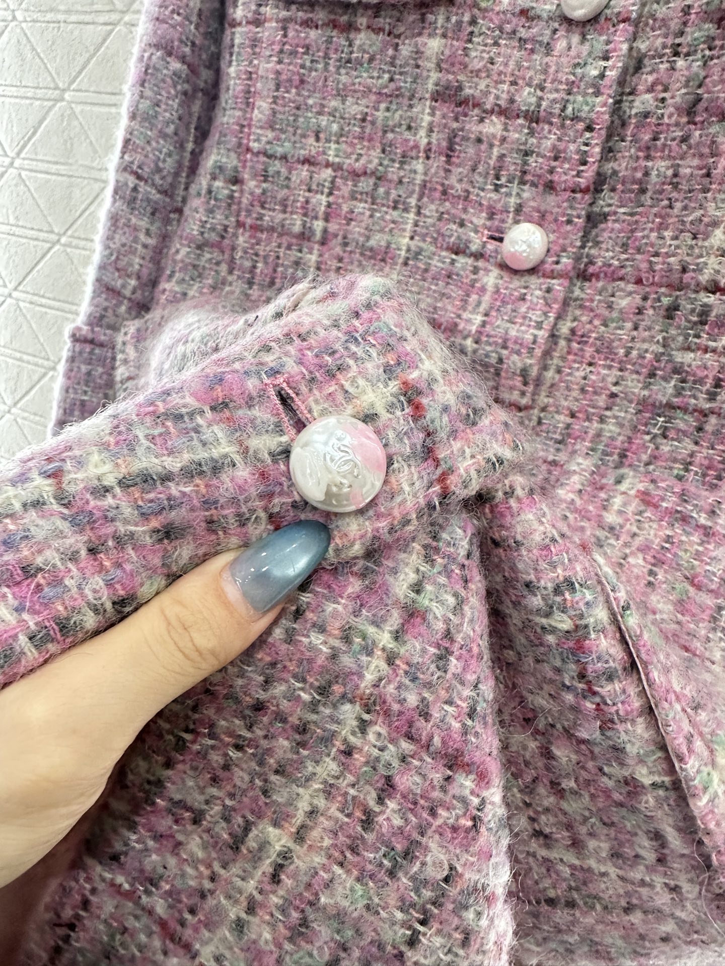 ♥Chane*♥2025新品上架 格纹粗花呢翻领洋装大衣定制YB进口粗纺羊毛呢材质，肌理明显，质感上乘，