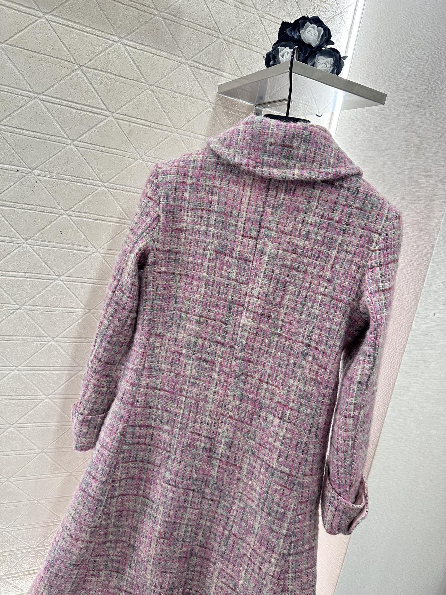 ♥Chane*♥2025新品上架 格纹粗花呢翻领洋装大衣定制YB进口粗纺羊毛呢材质，肌理明显，质感上乘，