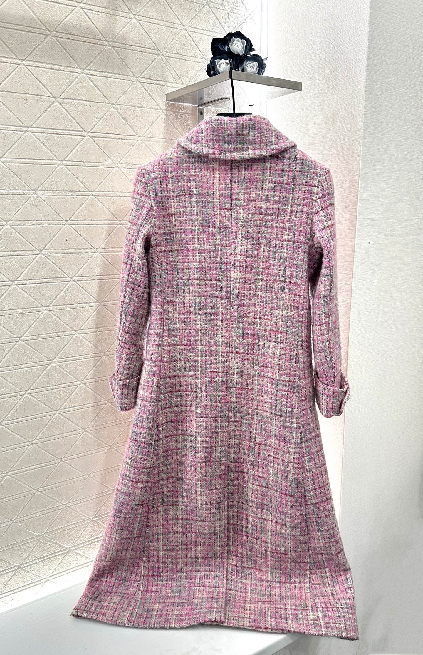 ♥Chane*♥2025新品上架 格纹粗花呢翻领洋装大衣定制YB进口粗纺羊毛呢材质，肌理明显，质感上乘，