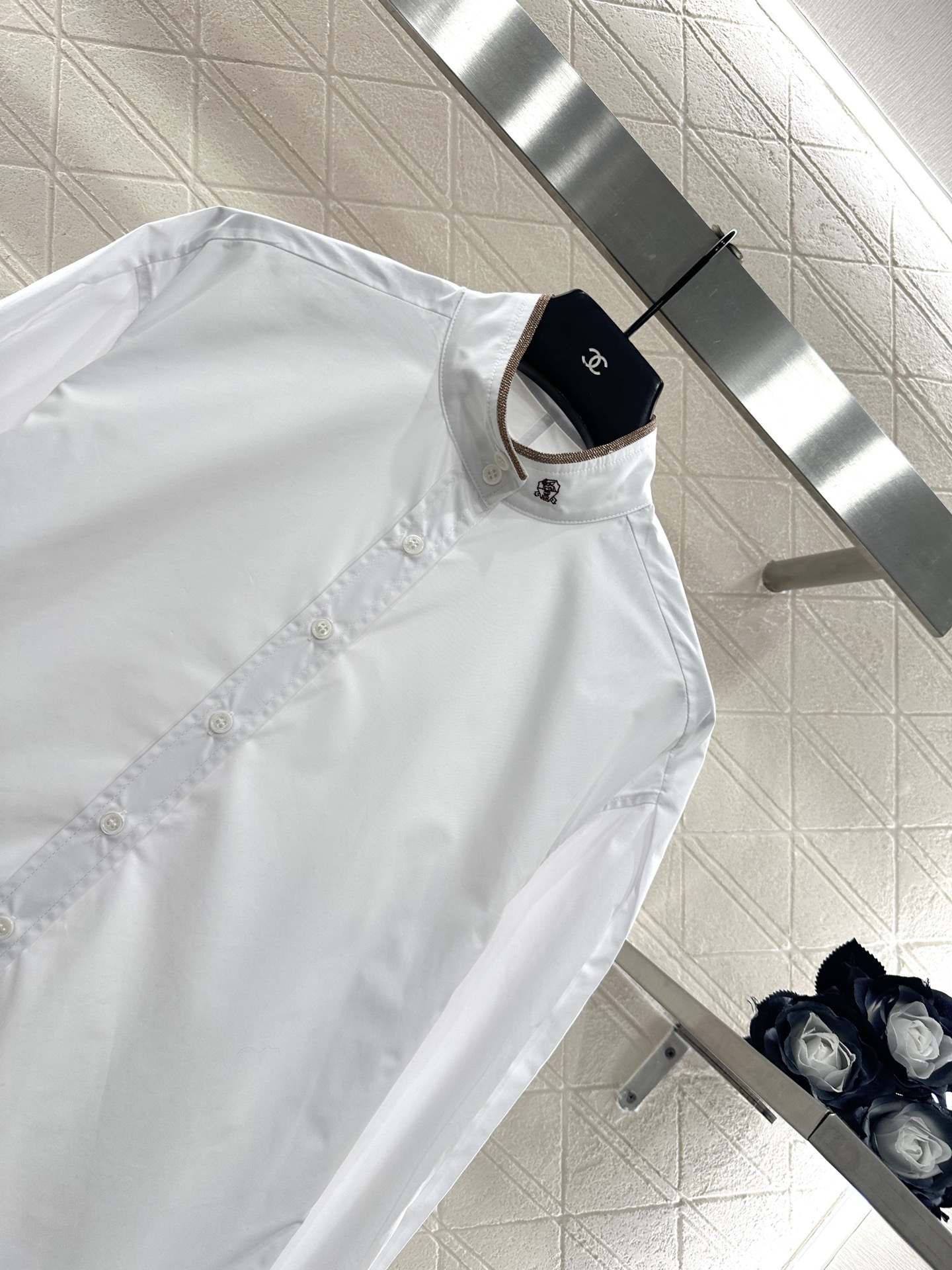 ♥Bc*♥2025新品上架 立领素色织金衬衫定制YB斜纹全棉材质，质感舒适细腻，立领落肩宽松衬衣剪裁，百