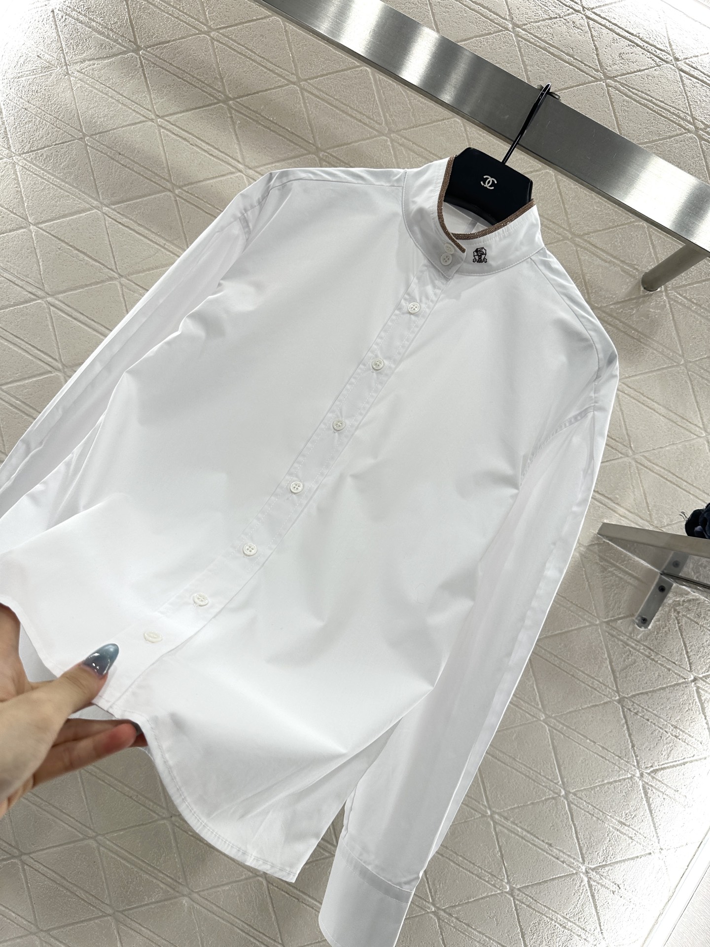 ♥Bc*♥2025新品上架 立领素色织金衬衫定制YB斜纹全棉材质，质感舒适细腻，立领落肩宽松衬衣剪裁，百