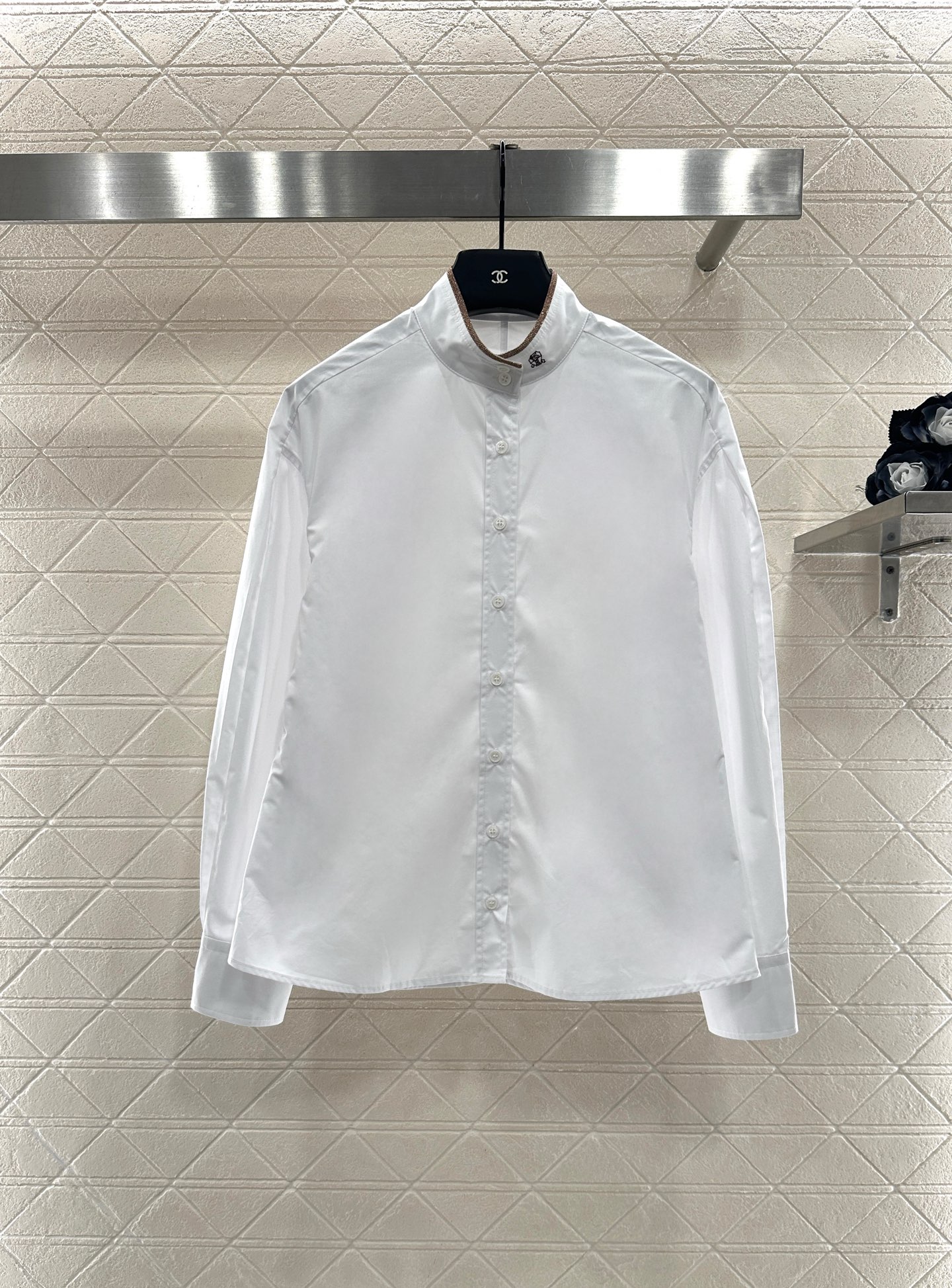 ♥Bc*♥2025新品上架 立领素色织金衬衫定制YB斜纹全棉材质，质感舒适细腻，立领落肩宽松衬衣剪裁，百