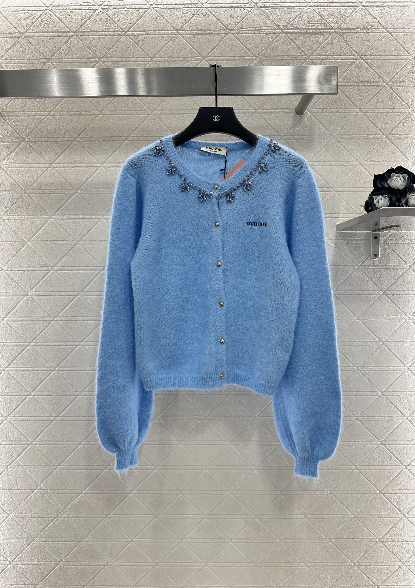 Miu Miu Gebreid Vest met Strass - Elegantie en Comfort in Eén