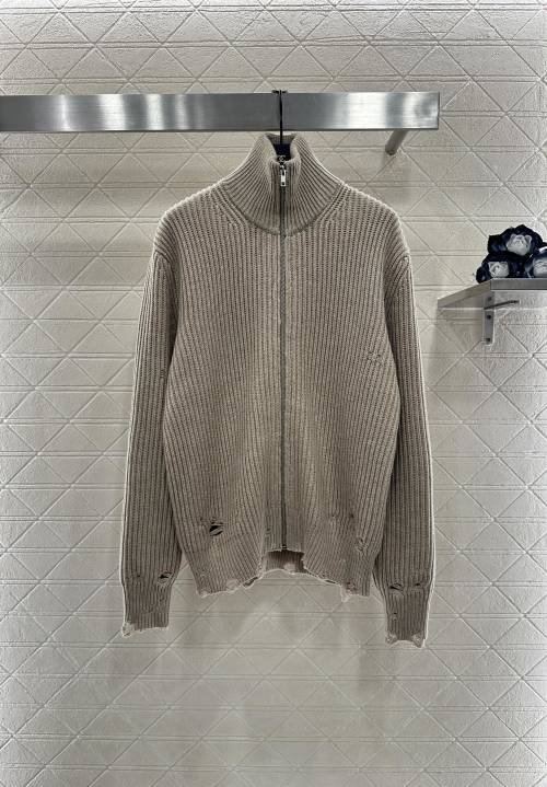 Miu Miu Distressed Wool Knit Cardigan - Ribbed, Zip-Up, Vintage Style 7 Miu Miu Distressed Wool Knit Cardigan - Ribbed, Zip-Up, Vintage Style