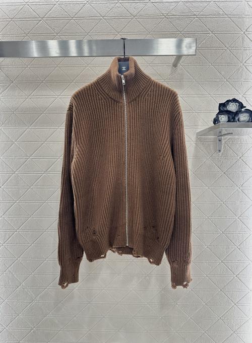 Miu Miu Distressed Knit Cardigan - Wool, Zip-up, Vintage Style 1 Miu Miu Distressed Knit Cardigan - Wool, Zip-up, Vintage Style