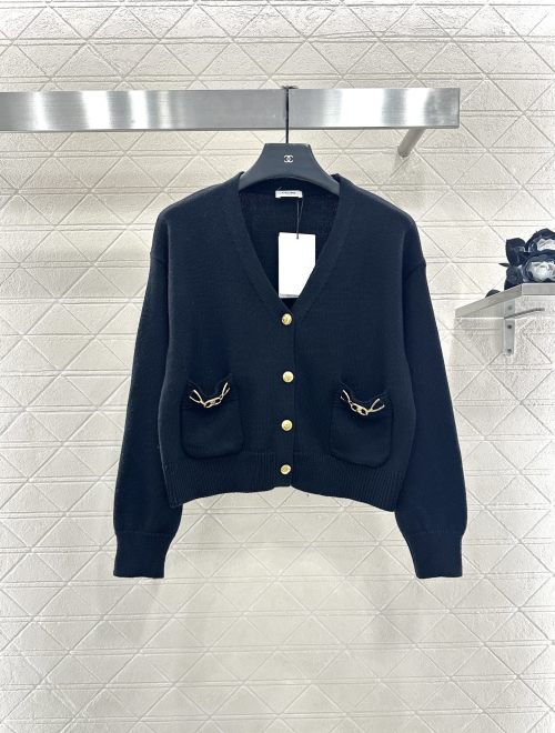 Celine Women's Wool Knit Cardigan with Chain Pocket Detail - Elegant & Stylish 14 Celine Women's Wool Knit Cardigan with Chain Pocket Detail - Elegant & Stylish