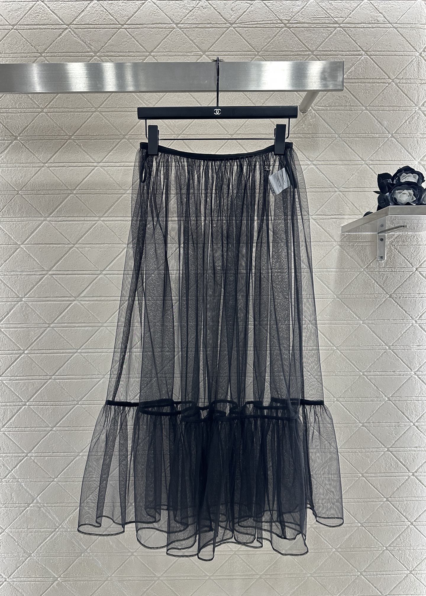 Chanel Transparante Tule Rok met Hoge Taille - Elegant en Stijlvol
