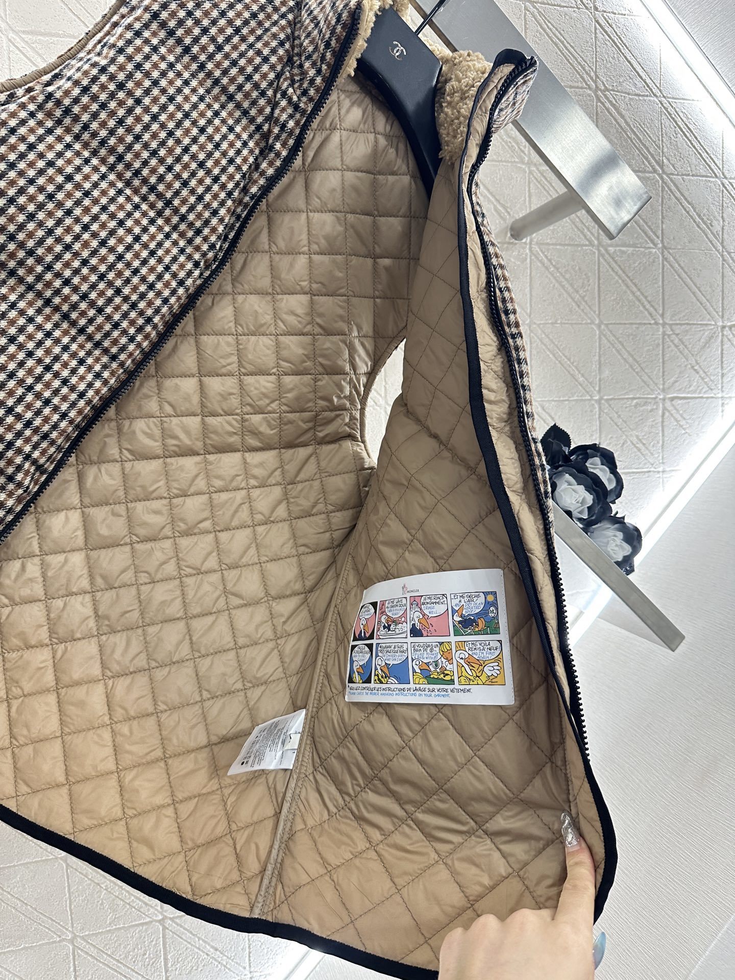 ♥Moncle*♥2025新品上架 格纹夹棉假两件马甲背心定制YB斜纹全棉➕防水尼龙材质,质感高级,穿搭