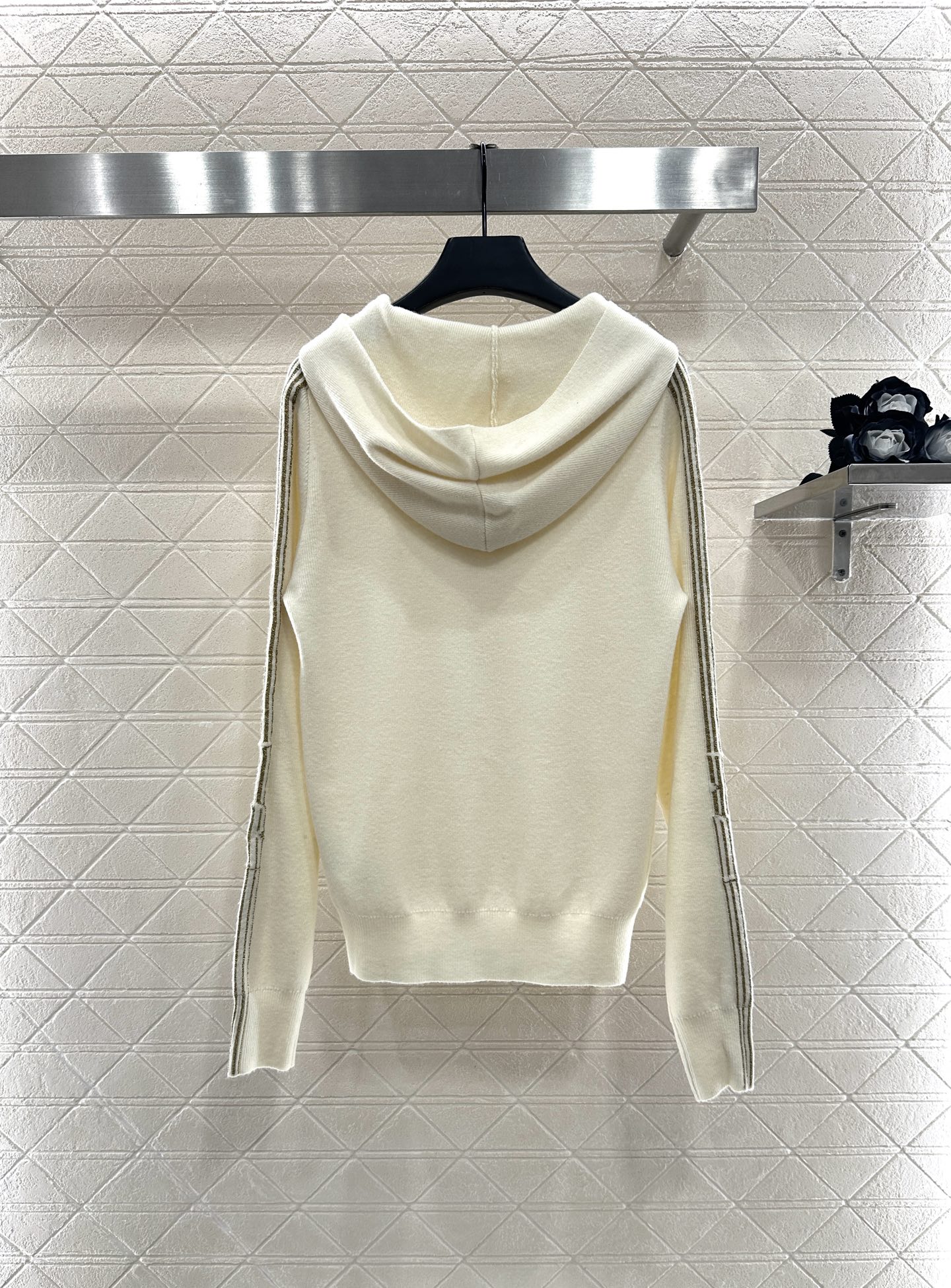 ♥Dio*♥2025新品上架 织带连帽外套长裤套装定制YB羊绒纱线织造，柔软亲肤，质感十足，连帽长袖拉链