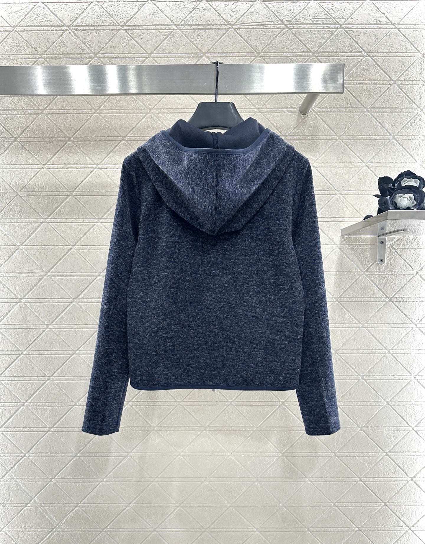 ♥Miumi*♥2025新品上架 织带拼接连帽外套长裤套装定制YB进口人棉材质，质感光泽，品相高级，短款