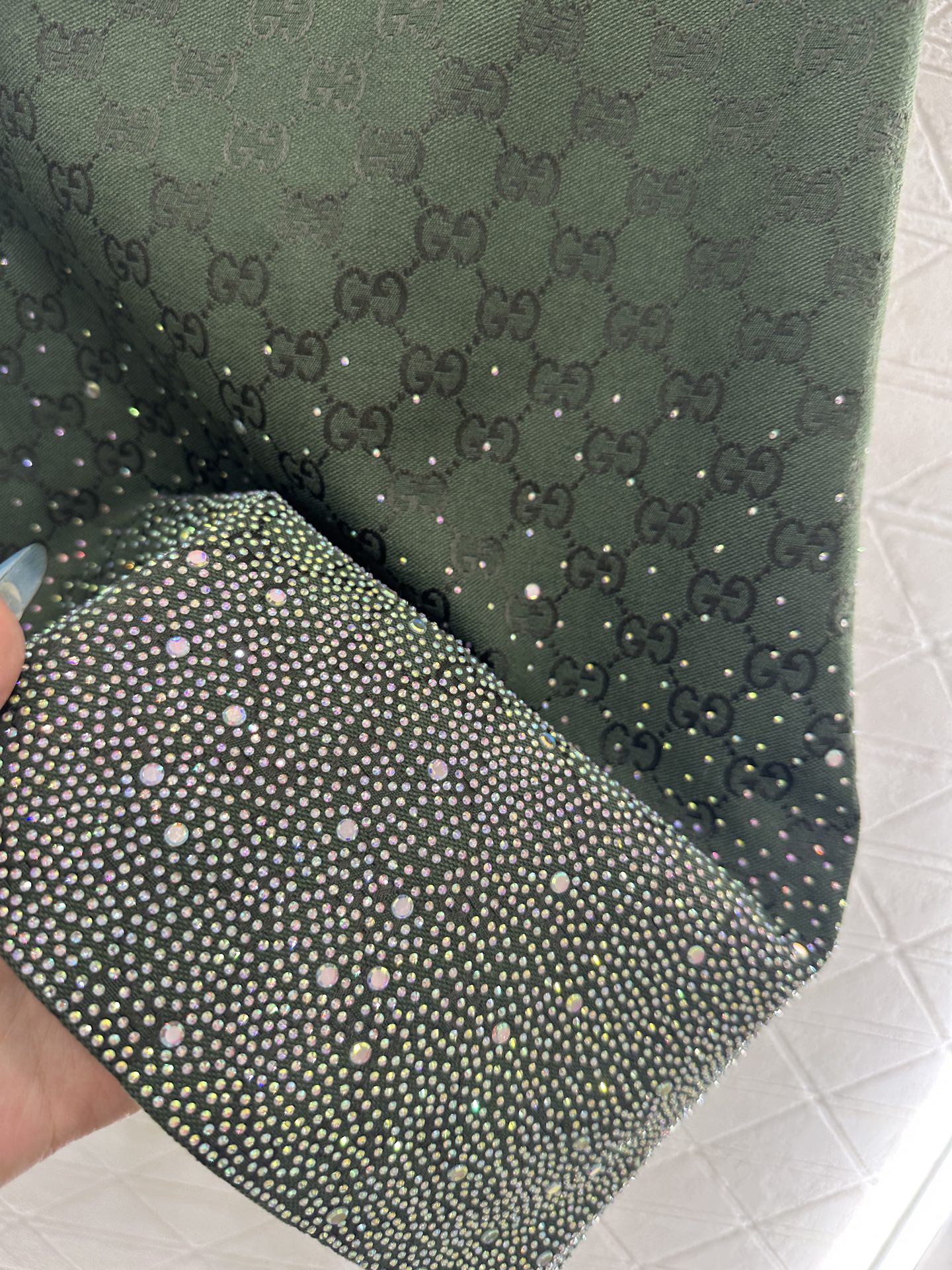 ♥Gucc*♥2025新品上架 重工烫钻提花连衣裙定制YB进口提花材质，质感高级，挺括有型，圆领短袖连衣