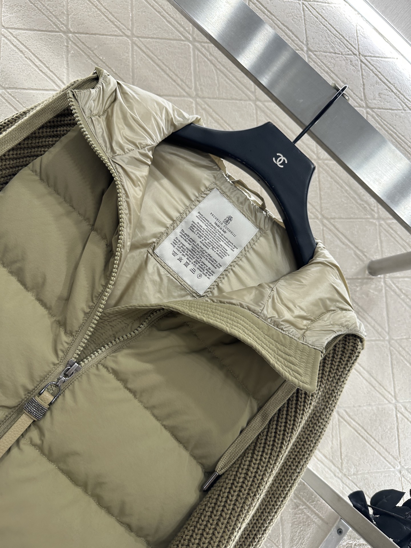 ♥BC*♥2025新品上架 针织拼接连帽羽绒外套定制YB进口防风防水尼龙材质，其工艺还原升级材质，提升秋