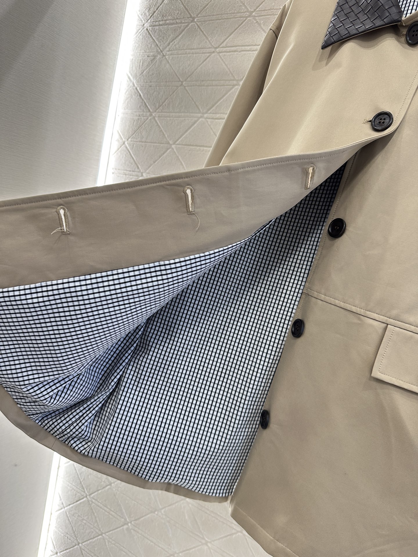 ♥*Bv♥2025新品上架 编织领风衣外套定制YB斜纹全棉风衣材质，质感细腻，垂感十足，纽扣开襟中长外套