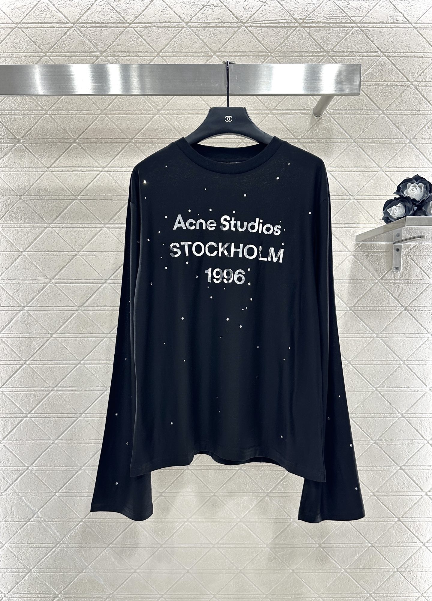 ♥Acne studio*♥2025新品上架 水钻字母长袖上衣定制YB斜纹全棉材质，质感舒适，弹力十足，