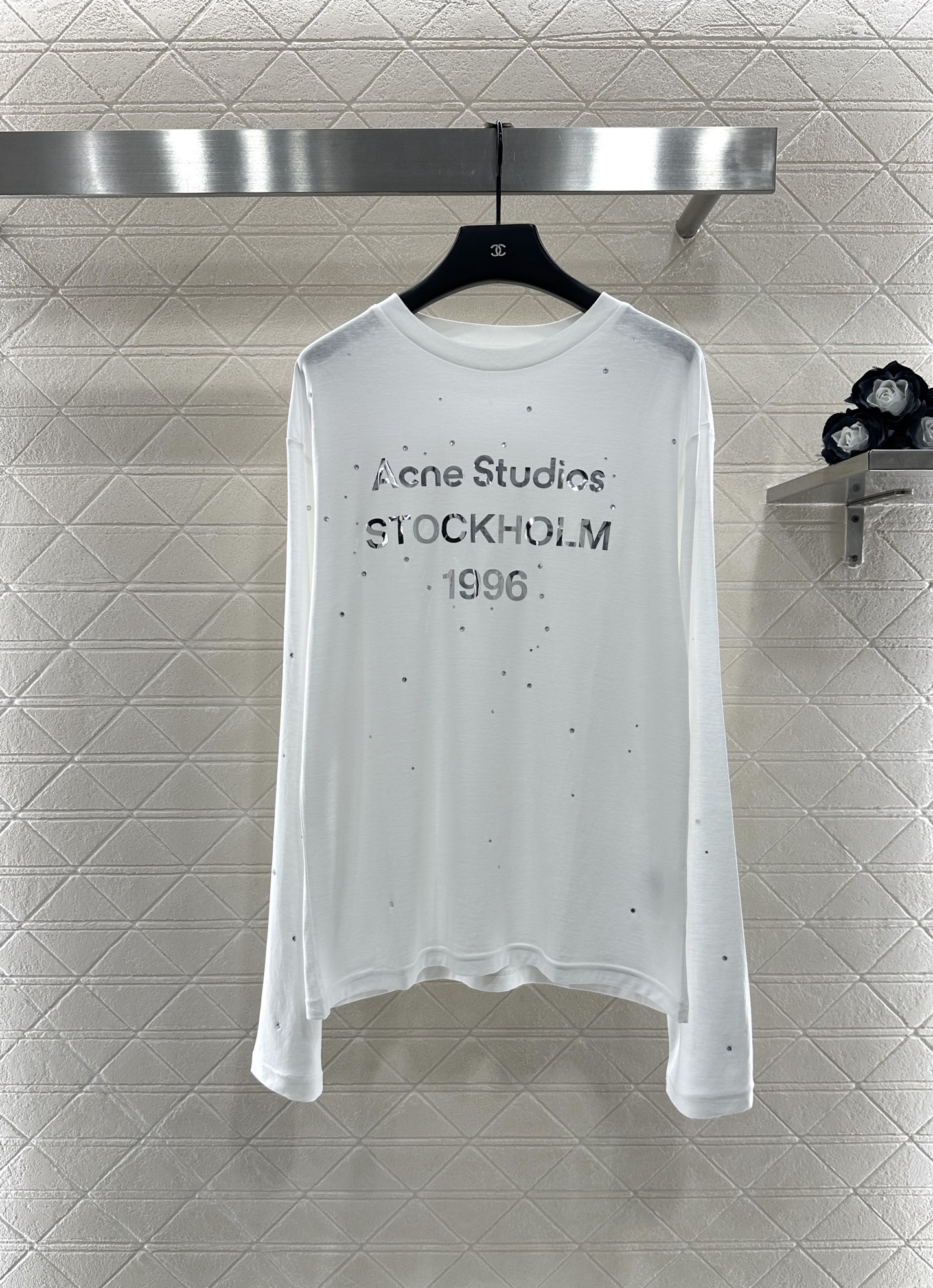 ♥Acne studio*♥2025新品上架 水钻字母长袖上衣定制YB斜纹全棉材质，质感舒适，弹力十足，