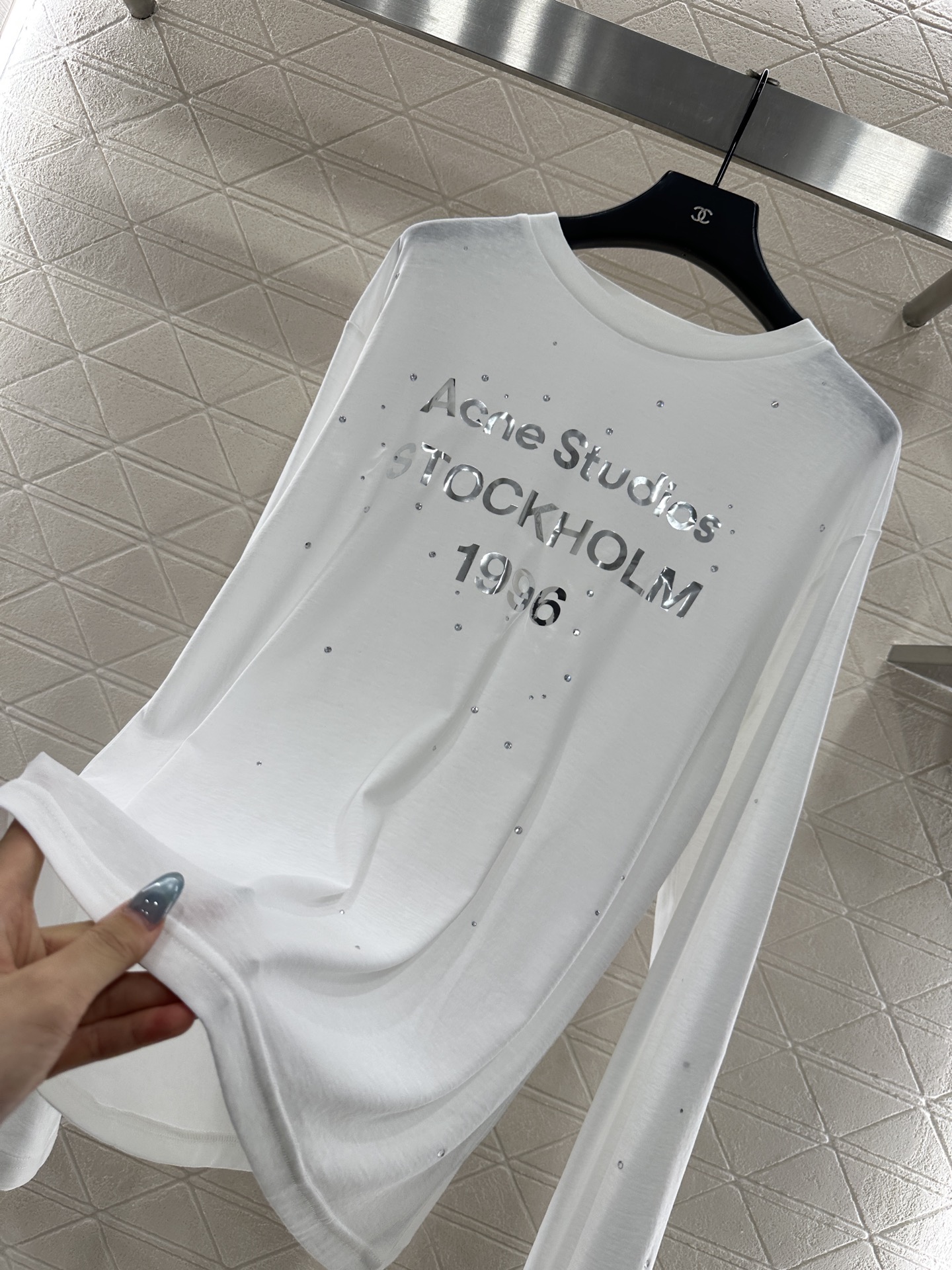 ♥Acne studio*♥2025新品上架 水钻字母长袖上衣定制YB斜纹全棉材质，质感舒适，弹力十足，