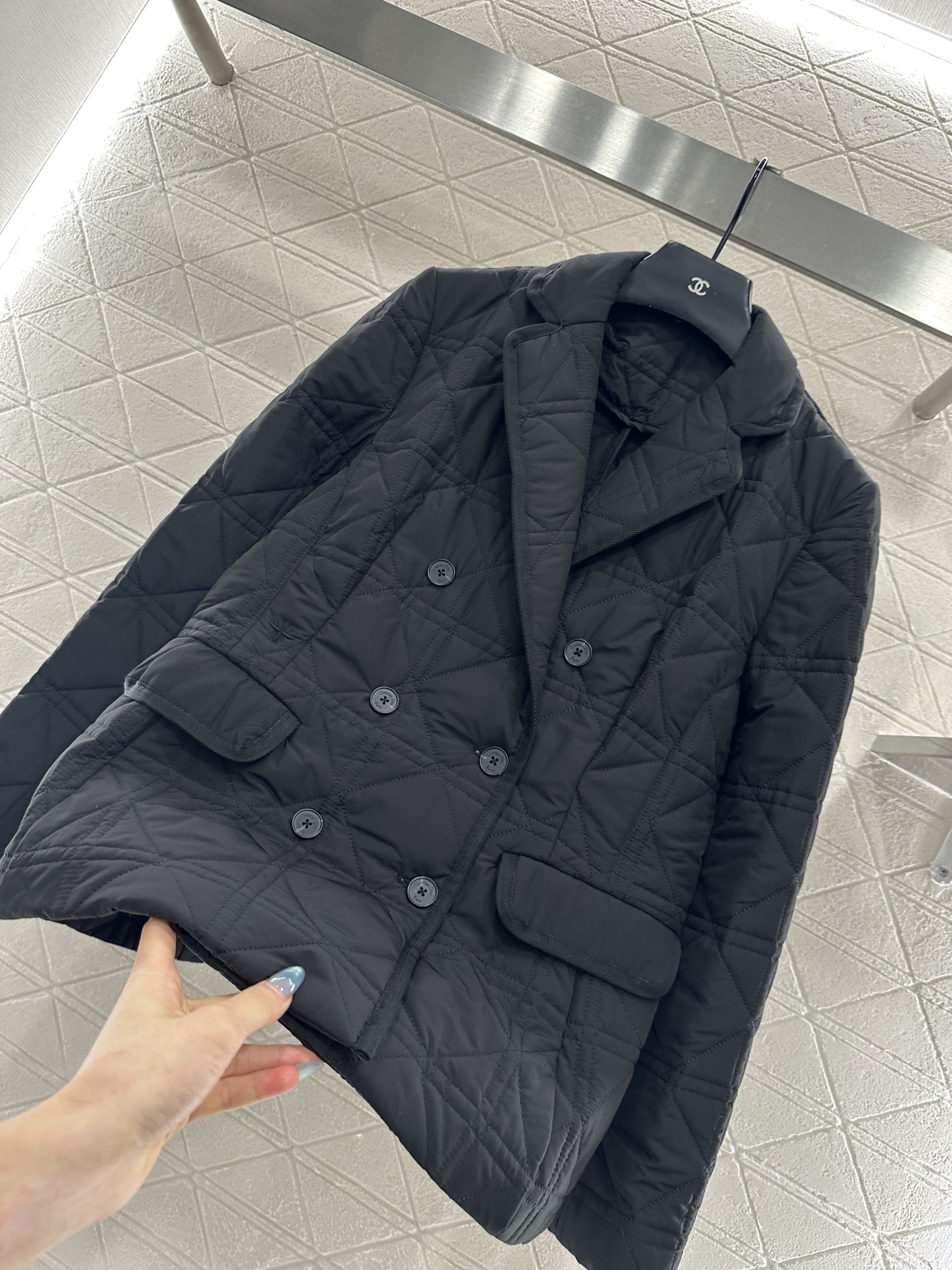 ♥Dio*♥2025新品上架 翻领藤格纹西装棉服定制YB防风防水尼龙材质，羽绒棉填充内里，整件轻盈保暖，