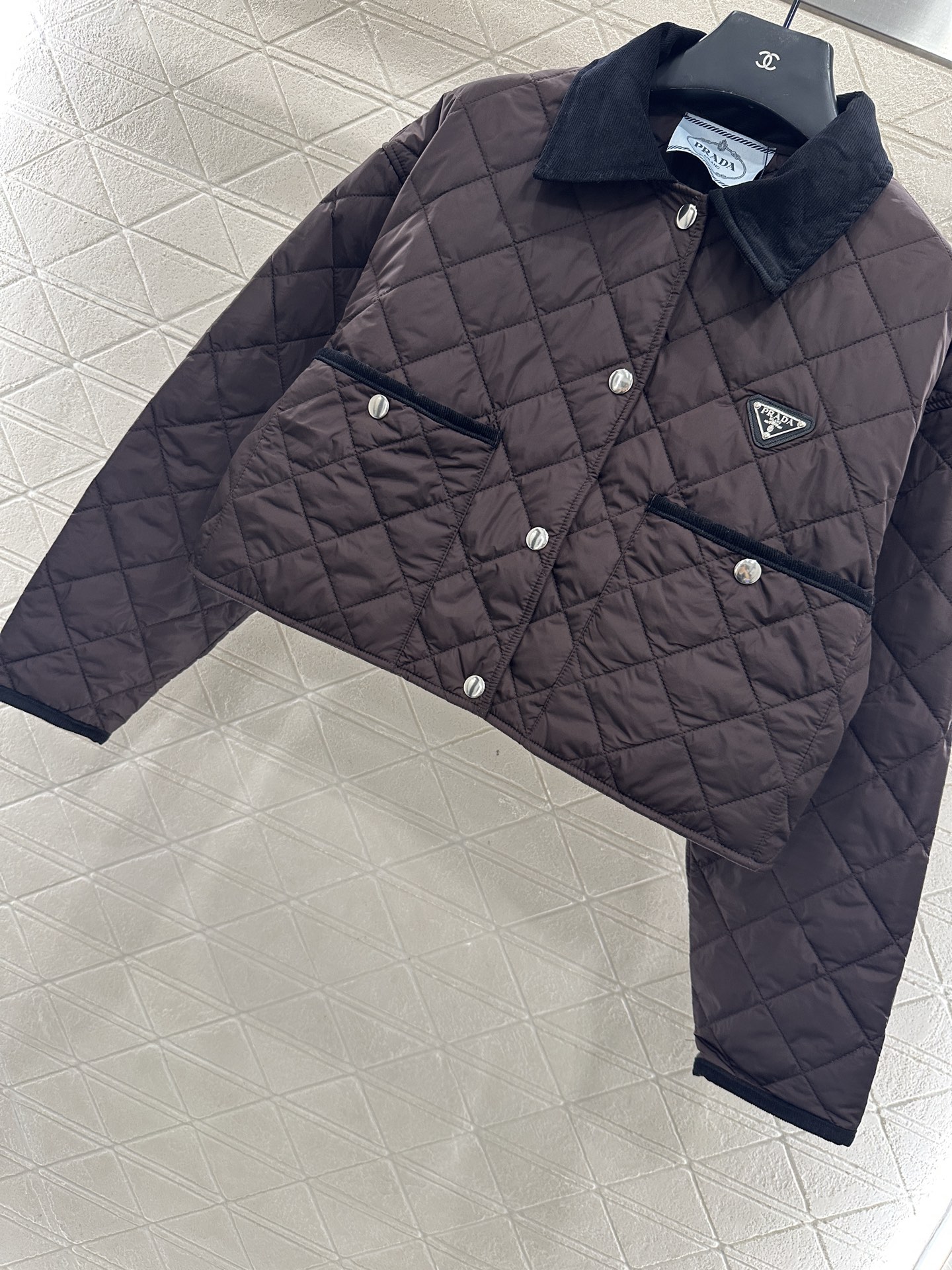 ♥Prad*♥2025新品上架 灯芯绒领短款棉服外套定制YB进口防风防水尼龙材质 其工艺还原 升级材质 