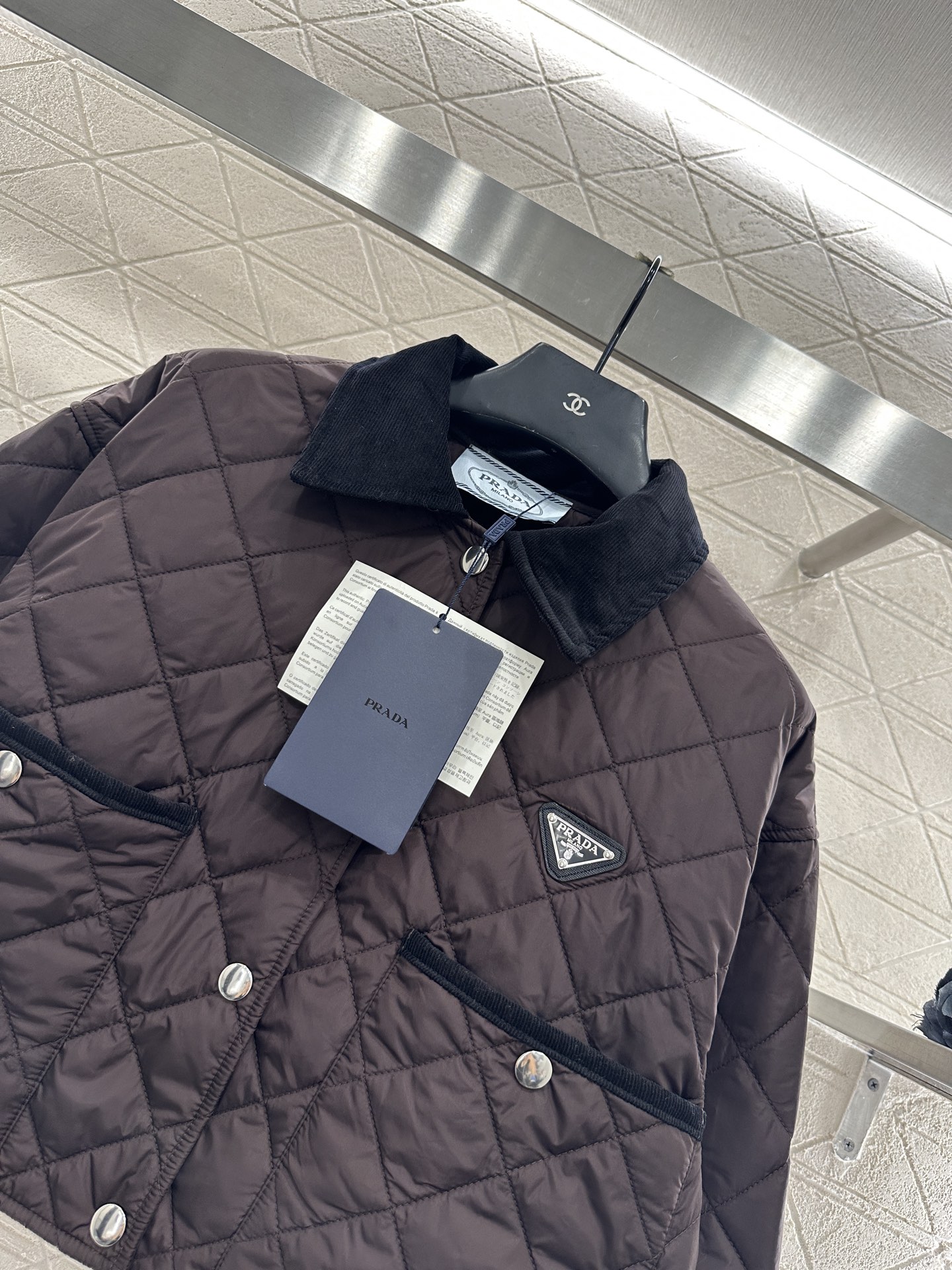 ♥Prad*♥2025新品上架 灯芯绒领短款棉服外套定制YB进口防风防水尼龙材质 其工艺还原 升级材质 