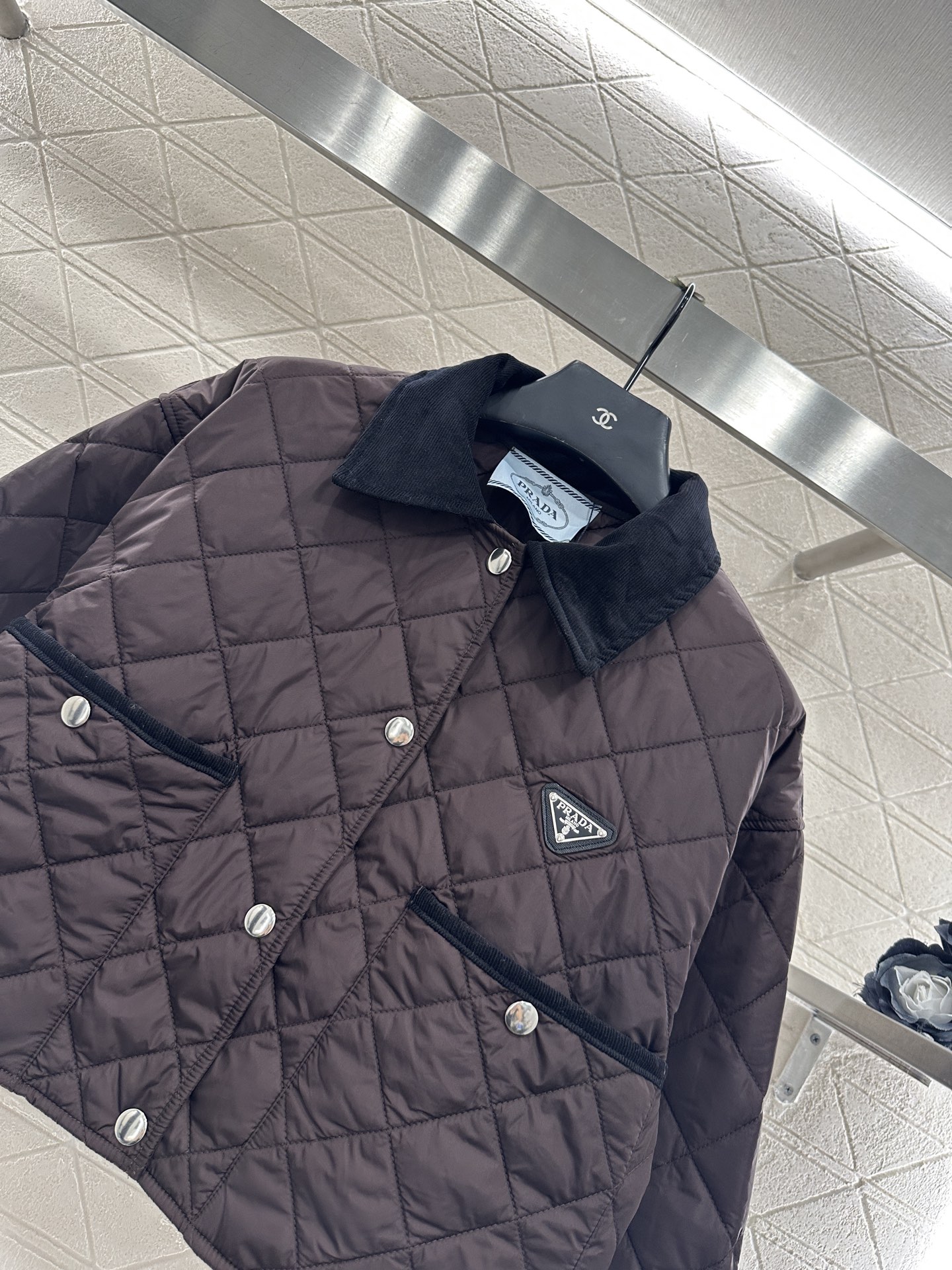 ♥Prad*♥2025新品上架 灯芯绒领短款棉服外套定制YB进口防风防水尼龙材质 其工艺还原 升级材质 