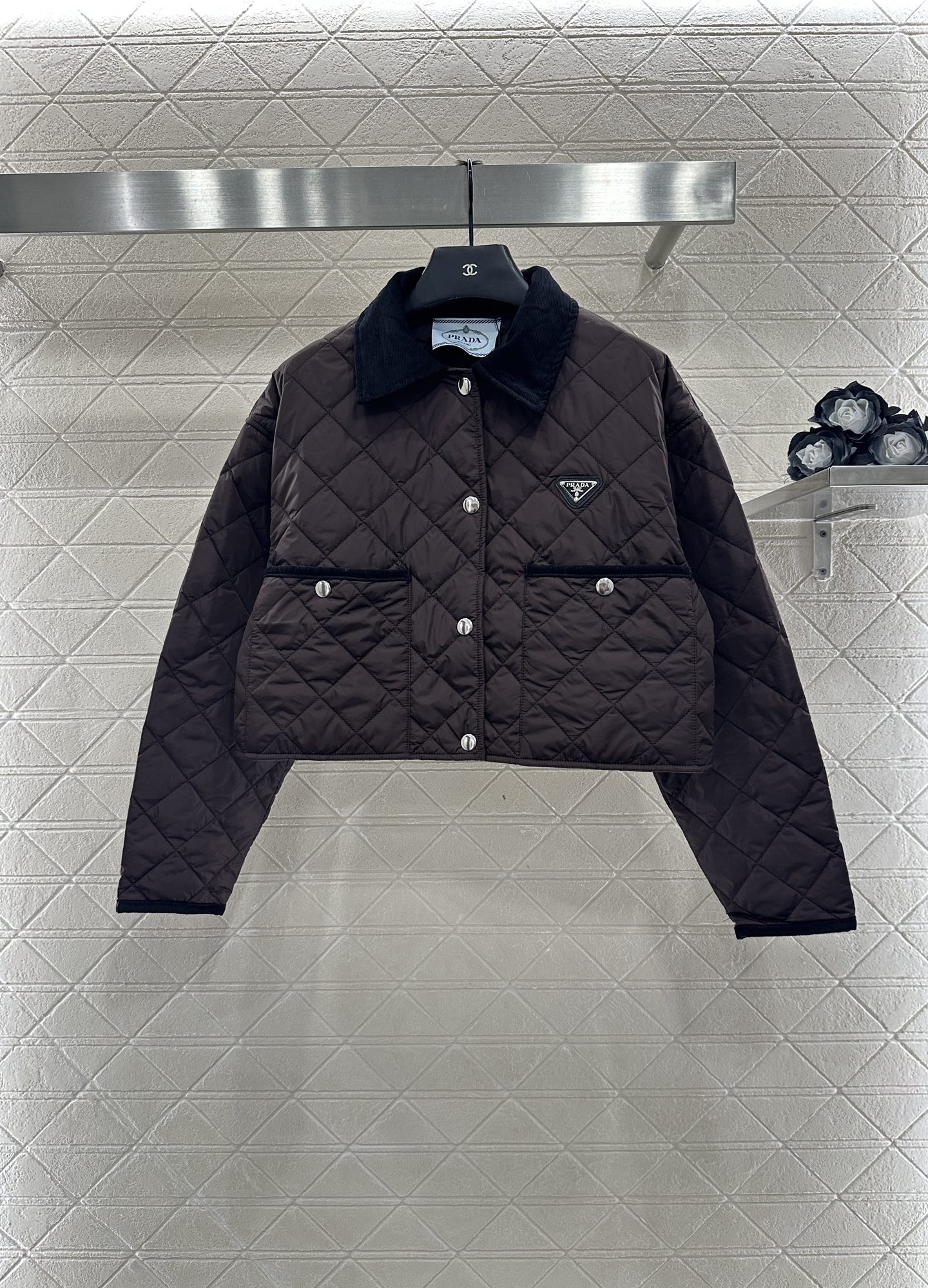 ♥Prad*♥2025新品上架 灯芯绒领短款棉服外套定制YB进口防风防水尼龙材质 其工艺还原 升级材质 