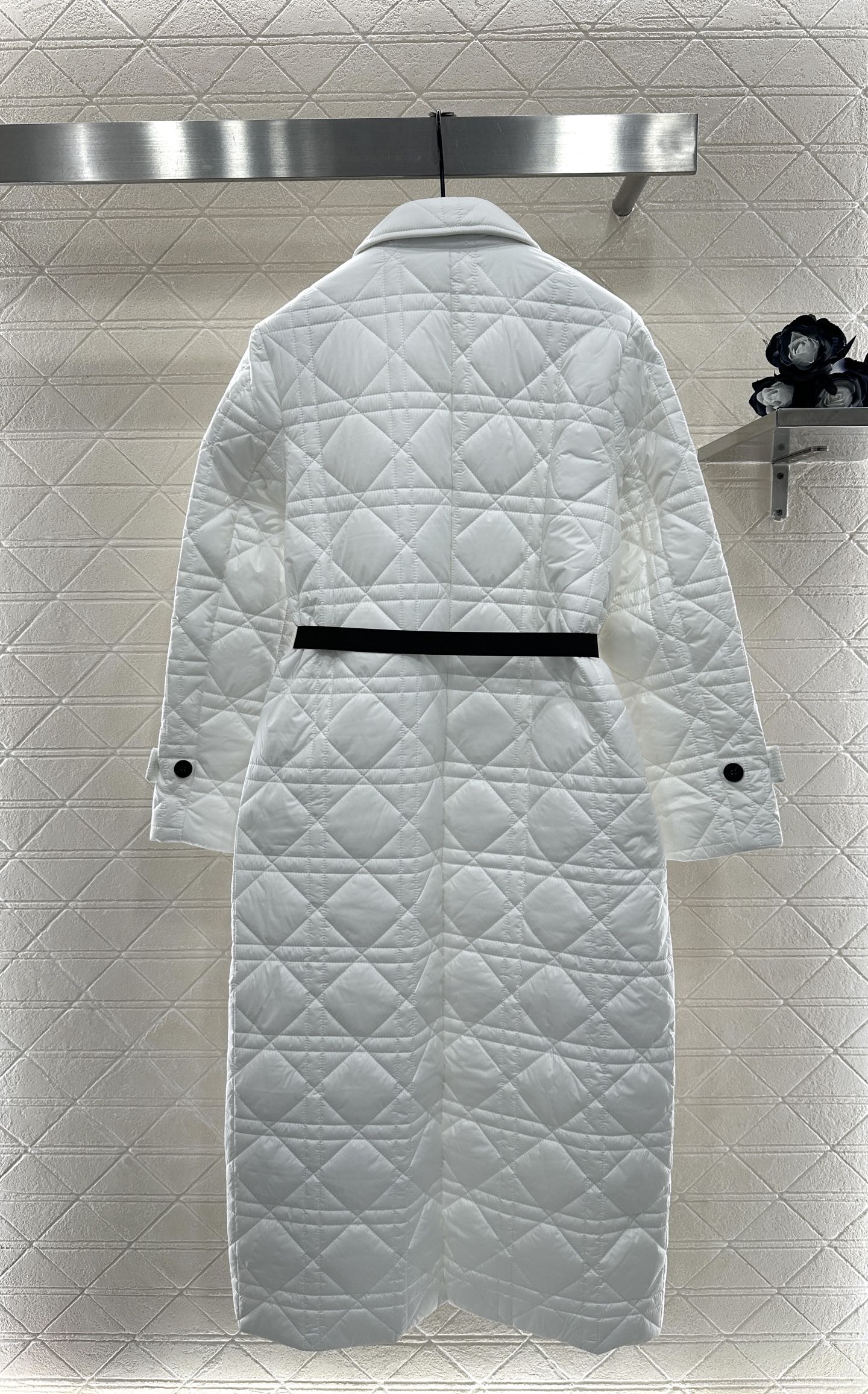 ♥Dio*♥2025新品上架 翻领藤格纹棉服长款外套定制YB防风防水尼龙材质，衔棉填充内里，整件轻盈保暖