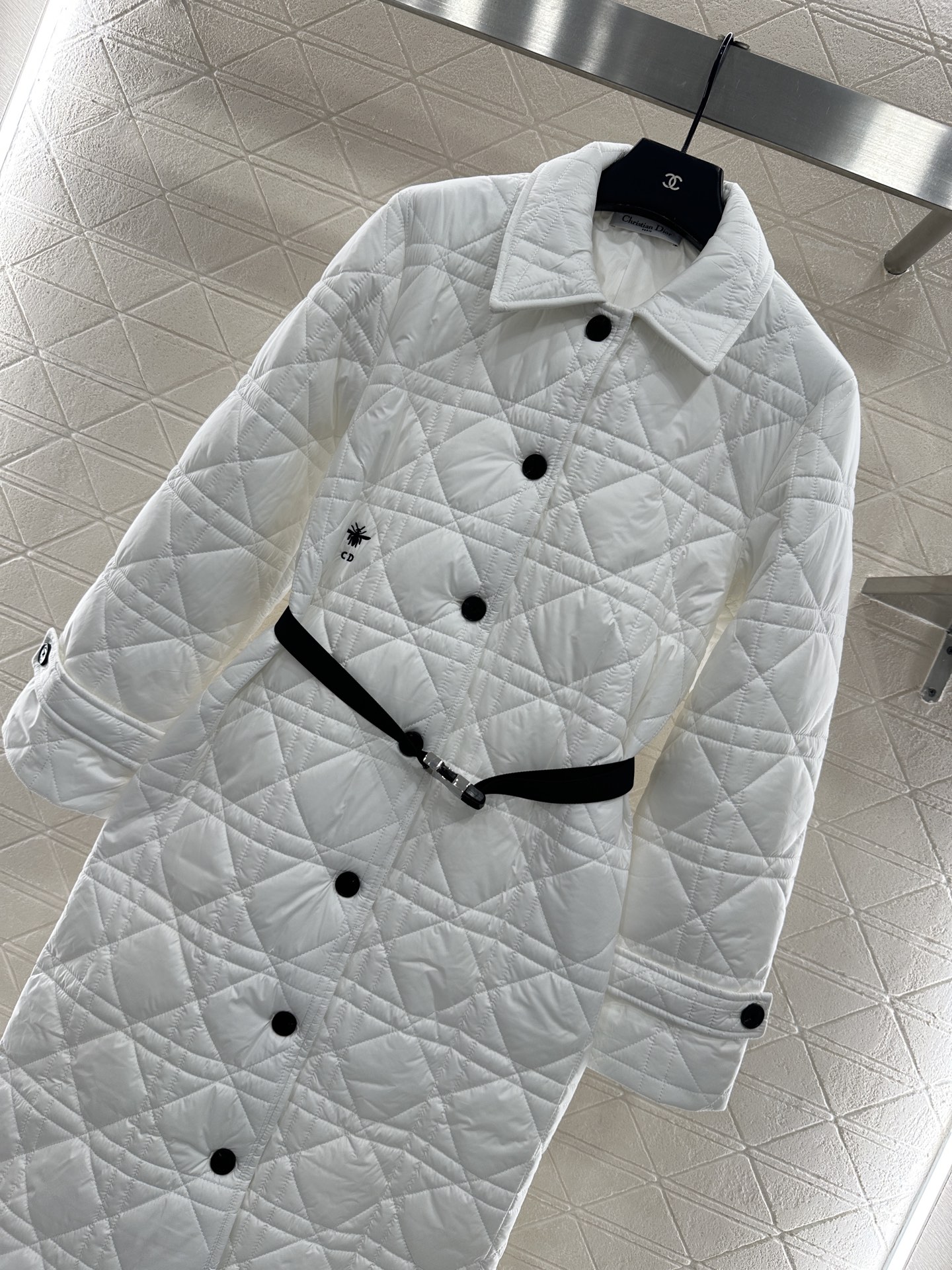 ♥Dio*♥2025新品上架 翻领藤格纹棉服长款外套定制YB防风防水尼龙材质，衔棉填充内里，整件轻盈保暖