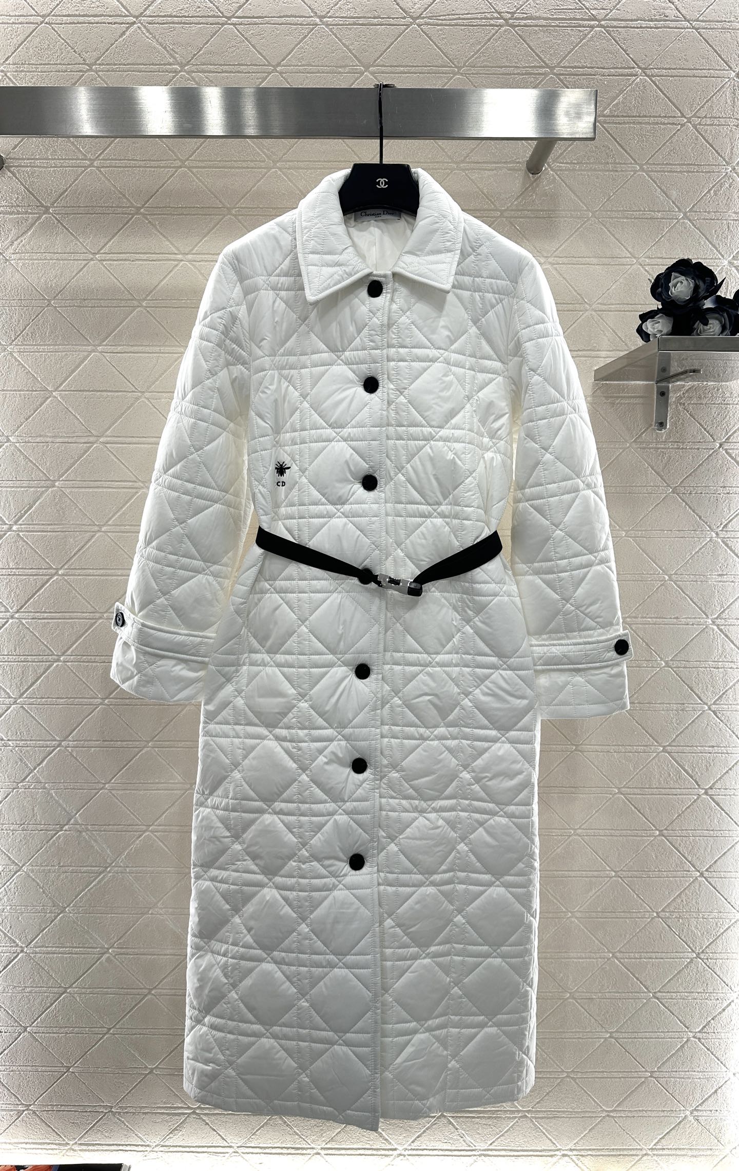 ♥Dio*♥2025新品上架 翻领藤格纹棉服长款外套定制YB防风防水尼龙材质，衔棉填充内里，整件轻盈保暖