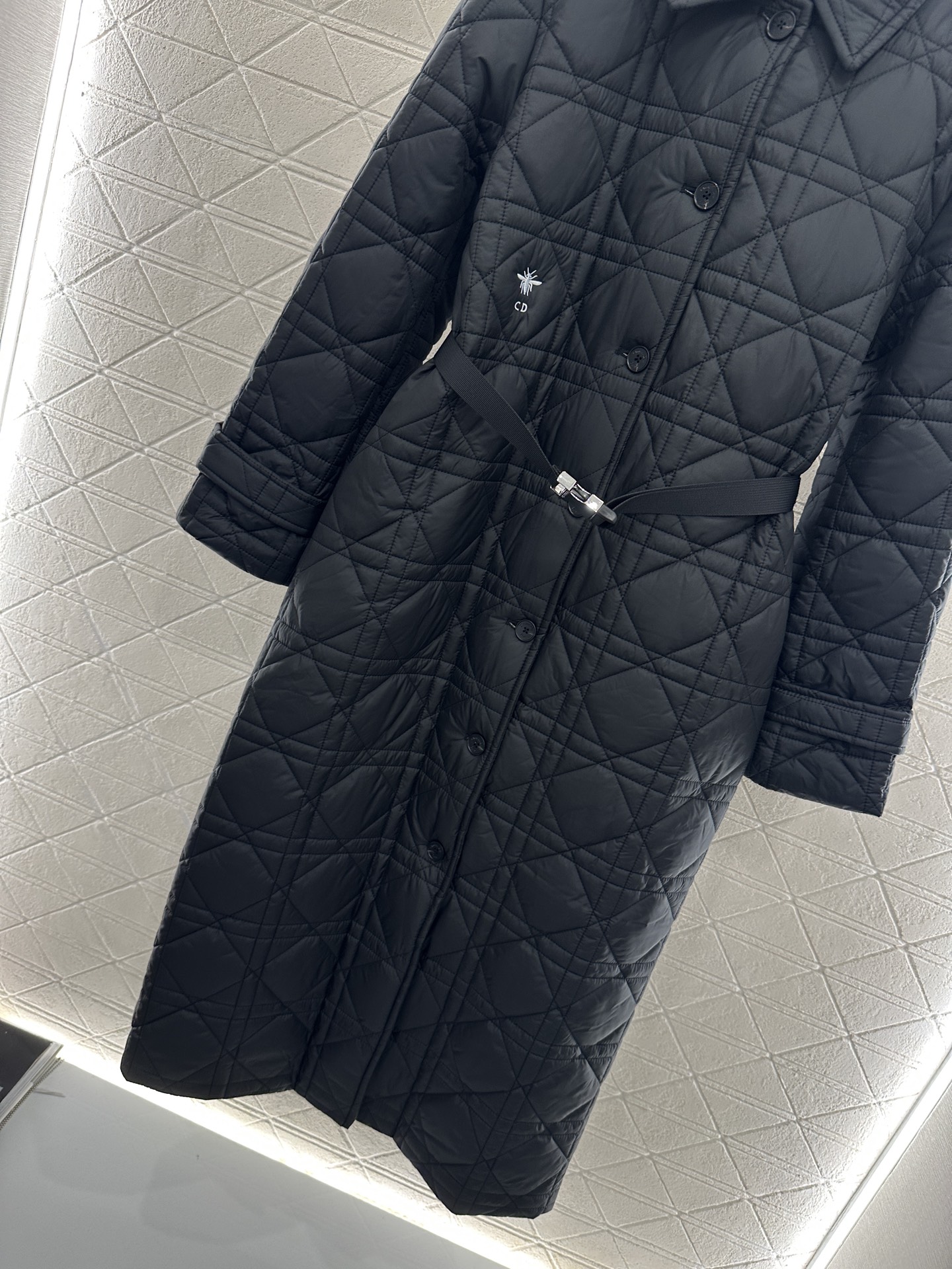 ♥Dio*♥2025新品上架 翻领藤格纹棉服长款外套定制YB防风防水尼龙材质，衔棉填充内里，整件轻盈保暖