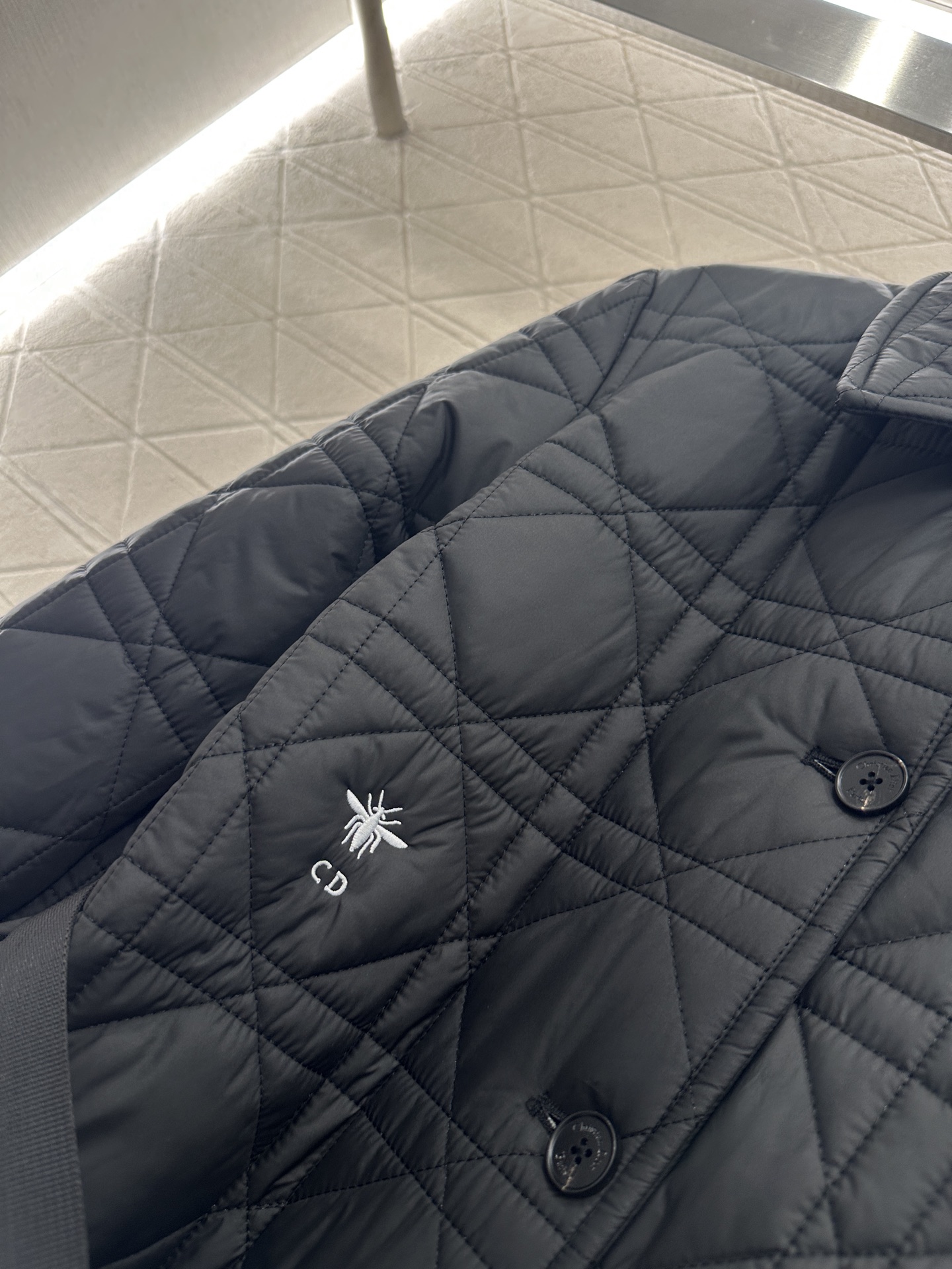 ♥Dio*♥2025新品上架 翻领藤格纹棉服长款外套定制YB防风防水尼龙材质，衔棉填充内里，整件轻盈保暖