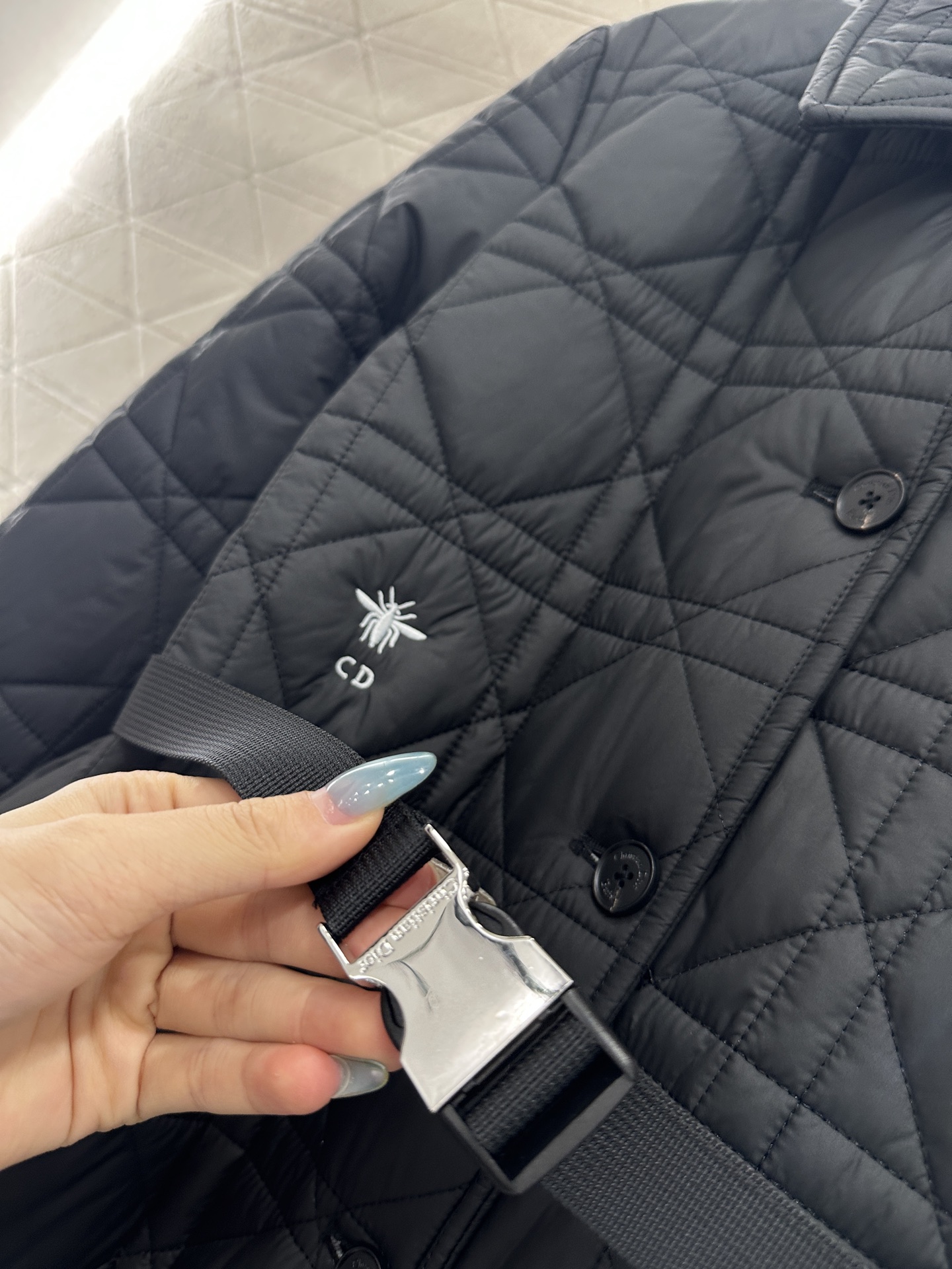 ♥Dio*♥2025新品上架 翻领藤格纹棉服长款外套定制YB防风防水尼龙材质，衔棉填充内里，整件轻盈保暖