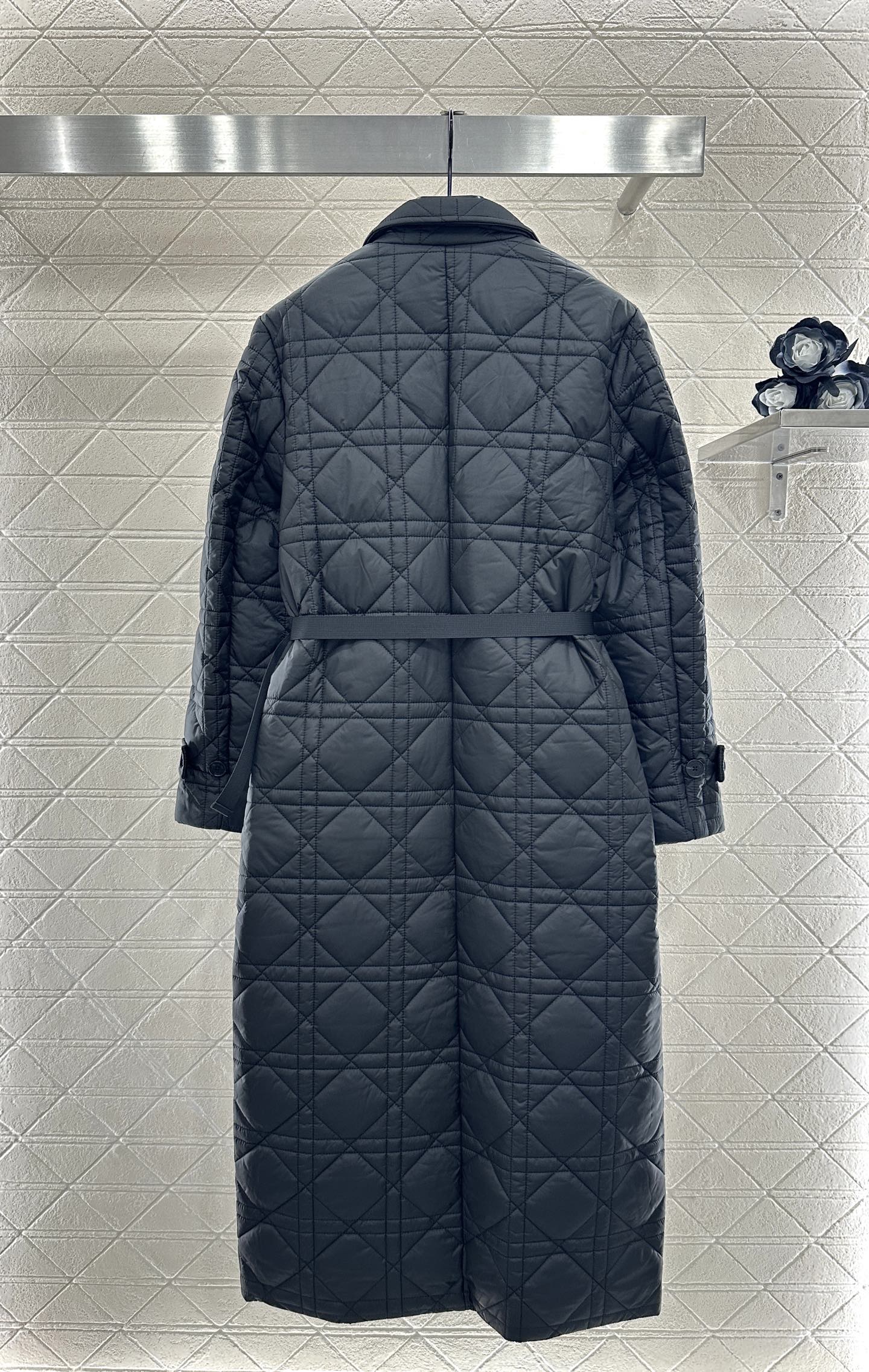 ♥Dio*♥2025新品上架 翻领藤格纹棉服长款外套定制YB防风防水尼龙材质，衔棉填充内里，整件轻盈保暖