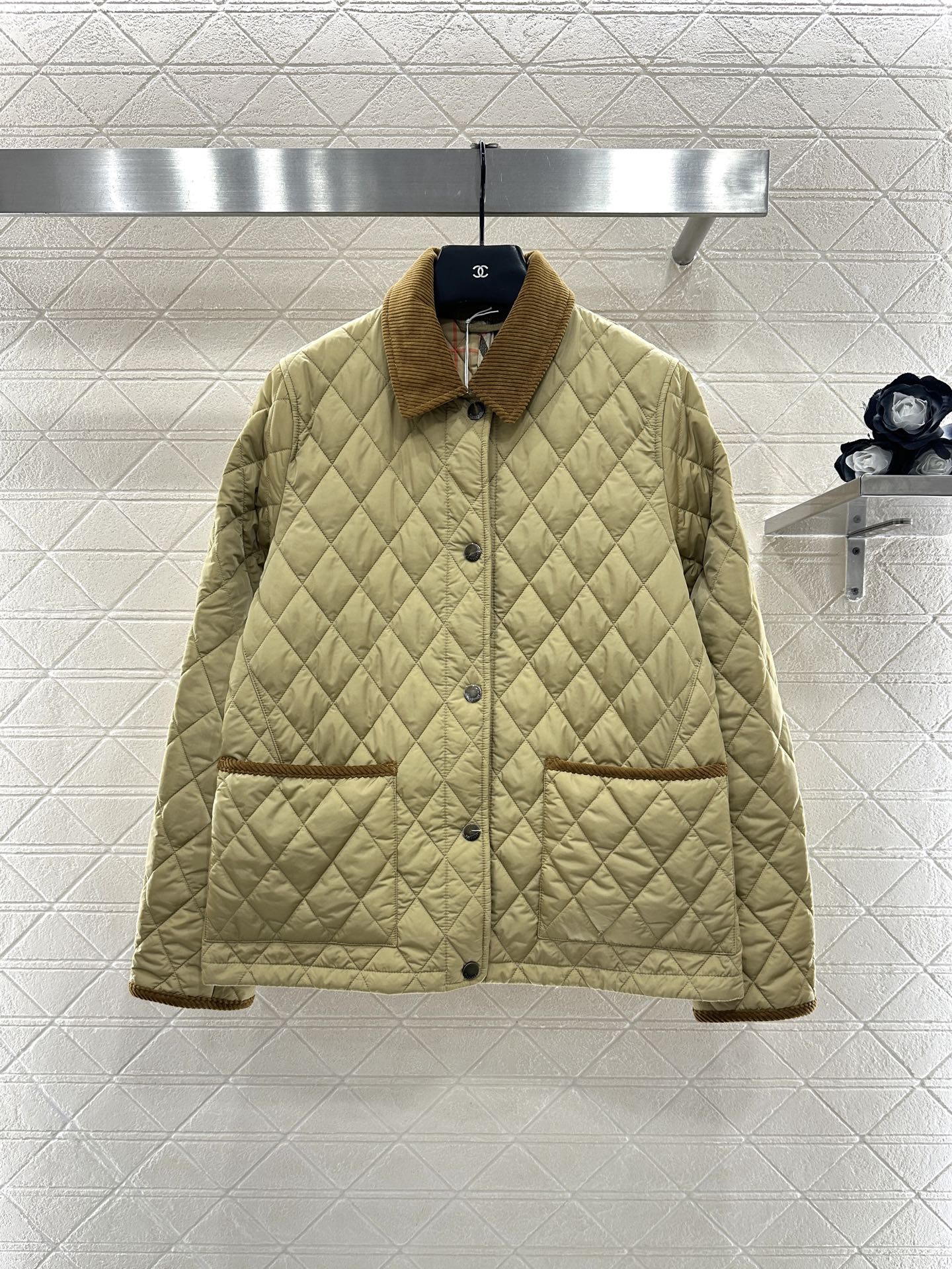 ♥BBR*♥2025新品上架 灯芯绒领藤格纹棉服外套定制YB防风防水尼龙材质，羽绒棉填充内里，整件轻盈保