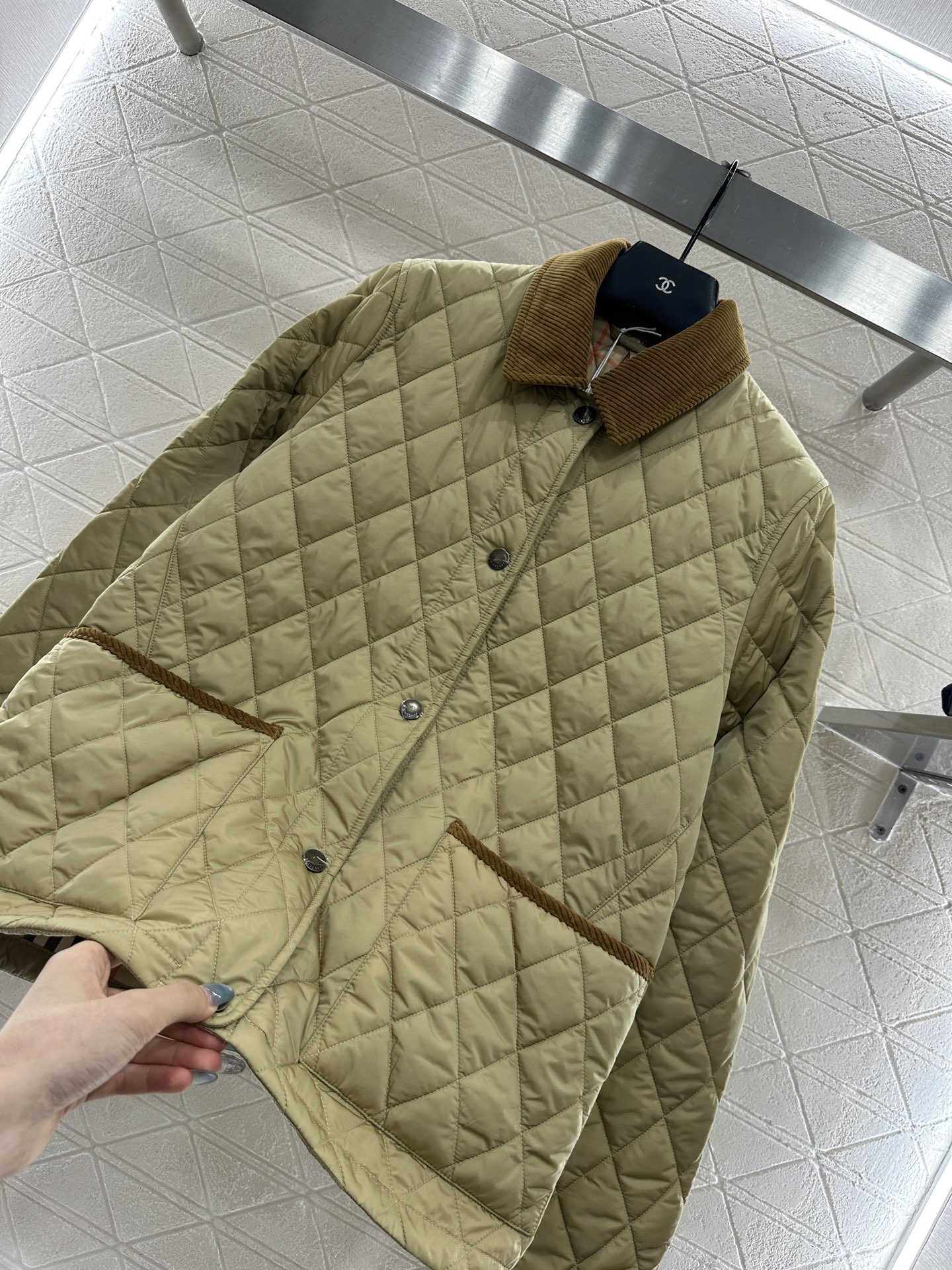 ♥BBR*♥2025新品上架 灯芯绒领藤格纹棉服外套定制YB防风防水尼龙材质，羽绒棉填充内里，整件轻盈保