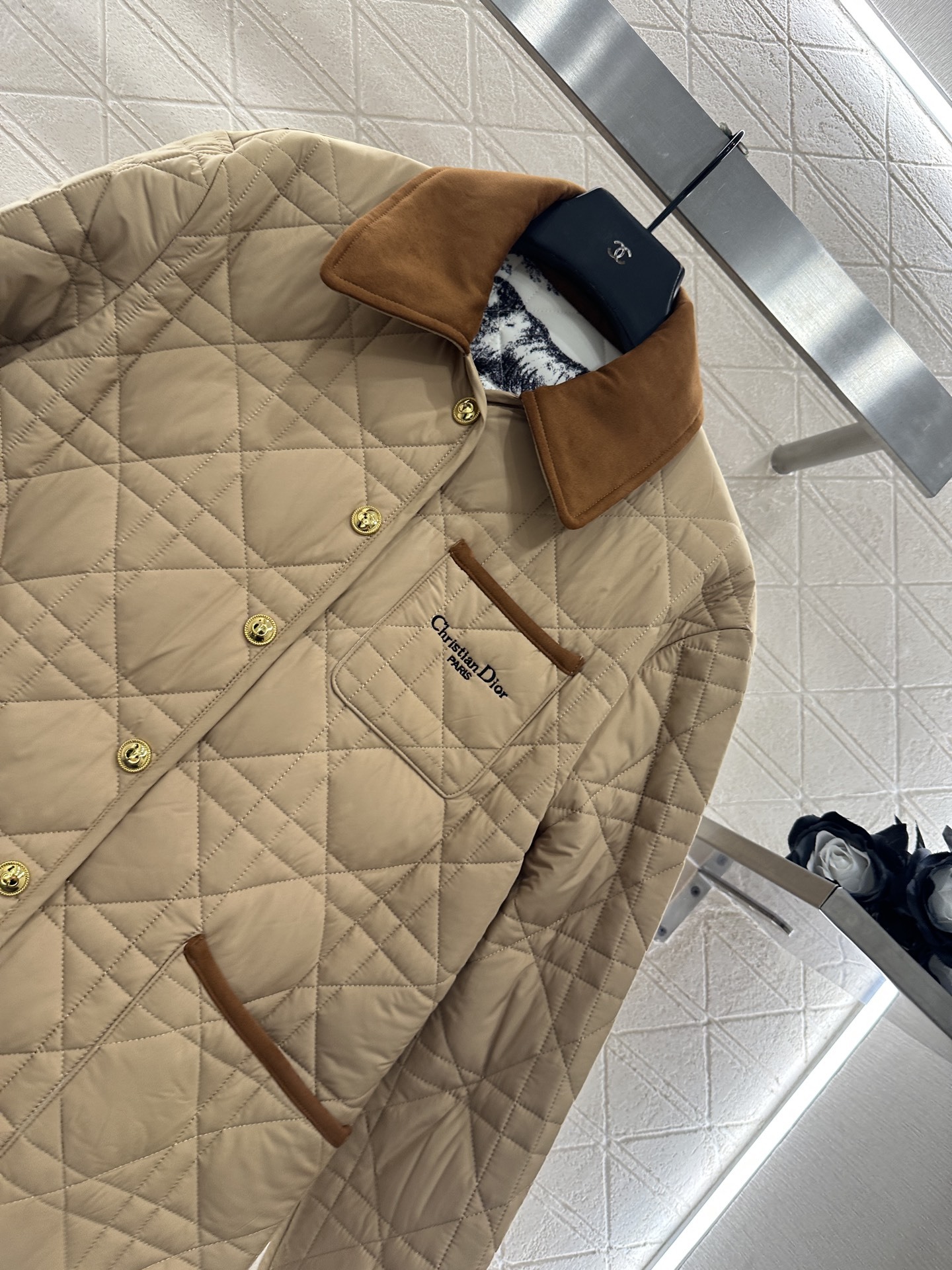 ♥Dio*♥2025新品上架 灯芯绒领藤格纹棉服外套定制YB防风防水尼龙材质,羽绒棉填充内里,整件轻盈保