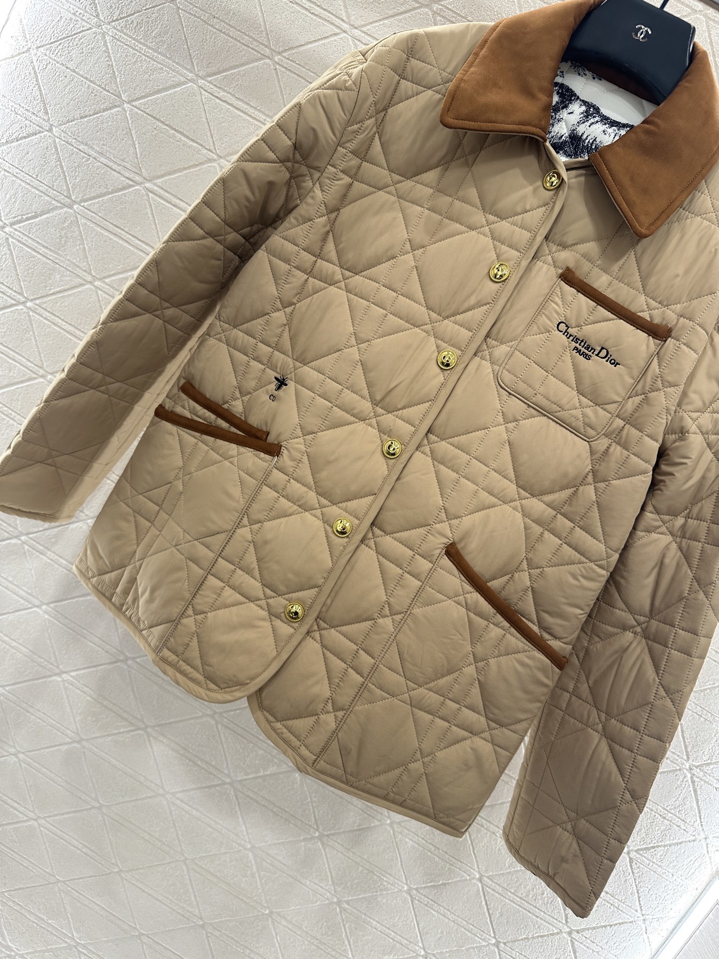 ♥Dio*♥2025新品上架 灯芯绒领藤格纹棉服外套定制YB防风防水尼龙材质,羽绒棉填充内里,整件轻盈保