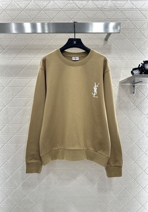 Saint Laurent Logo Cotton Sweatshirt, Long Sleeve Crew Neck Pullover 1 Saint Laurent Logo Cotton Sweatshirt, Long Sleeve Crew Neck Pullover