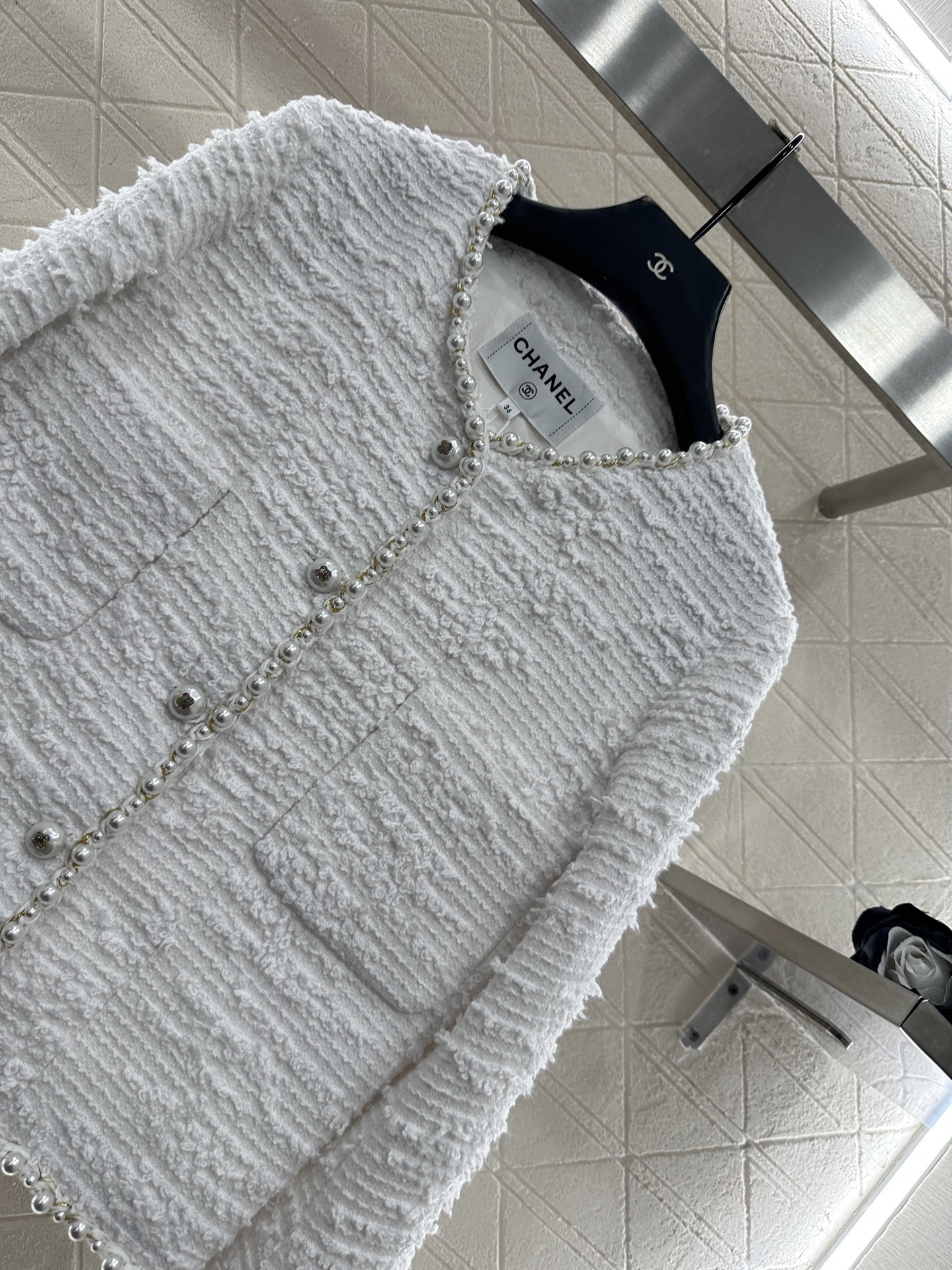 ♥Chane*♥2025新品上架 重工珍珠洋装外套定制YB进口粗纺羊毛呢材质,质感高级,品相十足,正肩垫