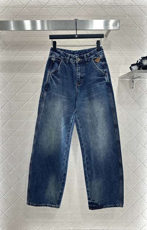 Prada 2025 New Arrival Wide Leg Jeans, Denim Pants with Leather Details 1 Prada 2025 New Arrival Wide Leg Jeans, Denim Pants with Leather Details