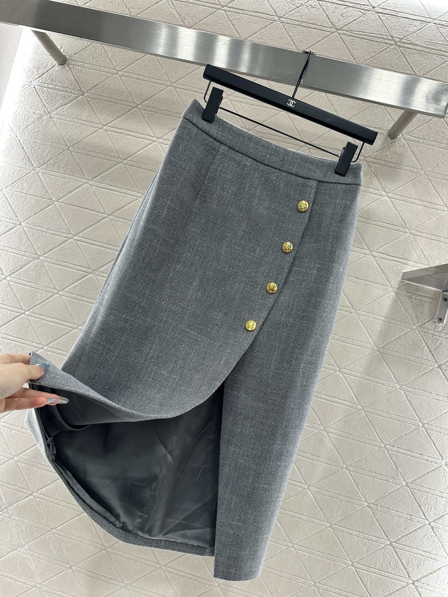 ♥Celin*♥2025新品上架 圆领拼接袖外套半裙套装定制YB进口精仿羊毛材质,肌理明显,质感上乘,高